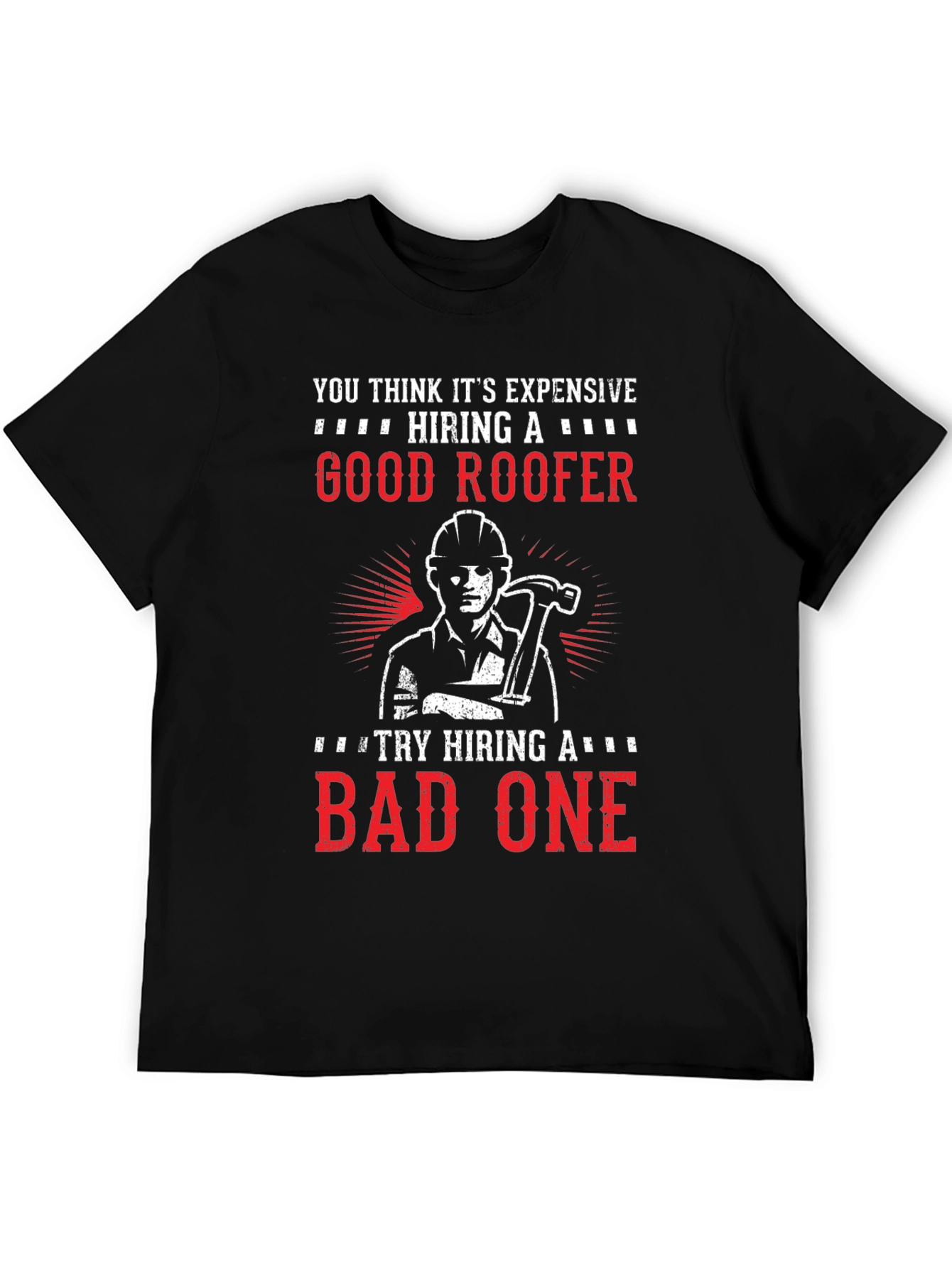 Black Funny Roofer T-Shirt - Good vs. Bad Roofer Design view 5