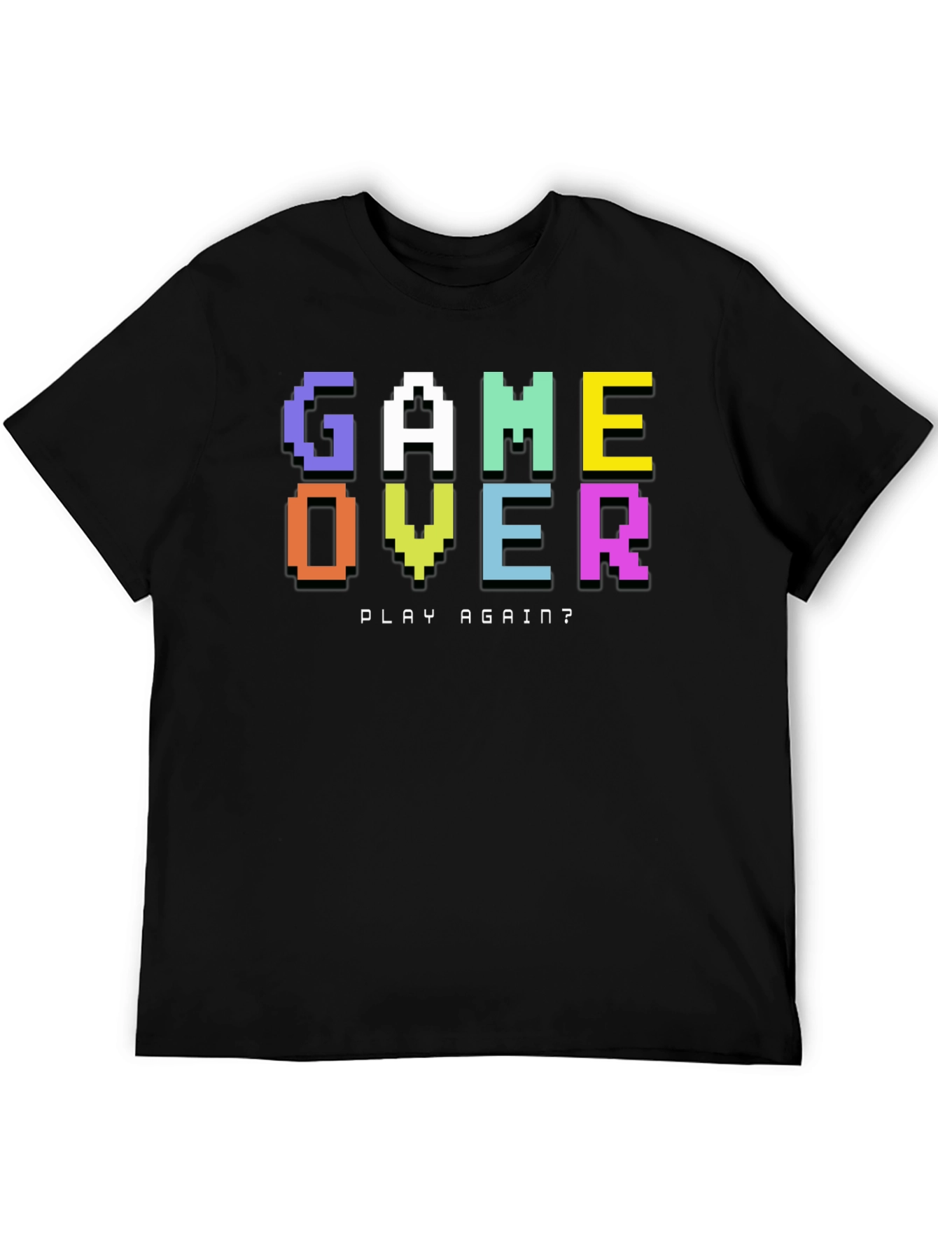 Black Game Over T-Shirt - Pixel Style Retro Gamer Tee view 5