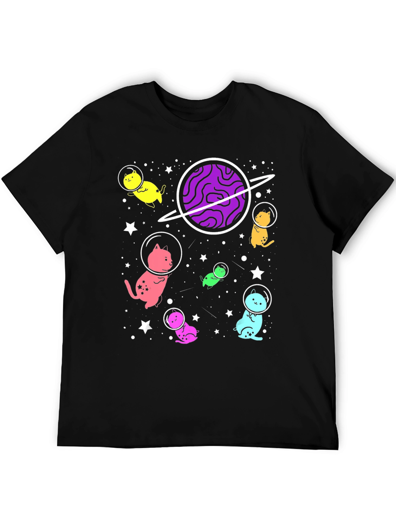 Black Cosmic Cat Astronaut T-Shirt view 5