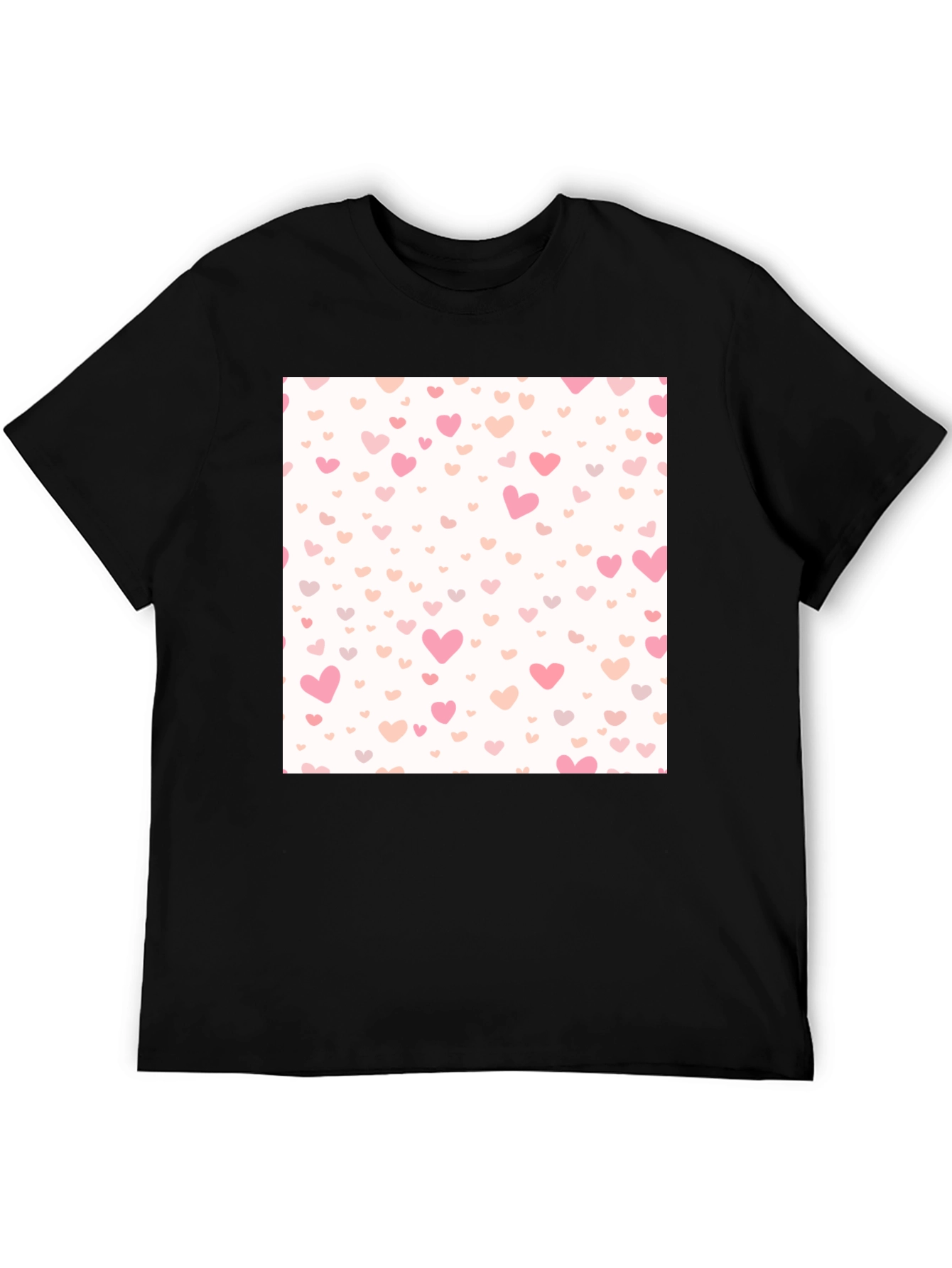 Black Heart Pattern Tee - Black Valentine's Day Shirt view 5