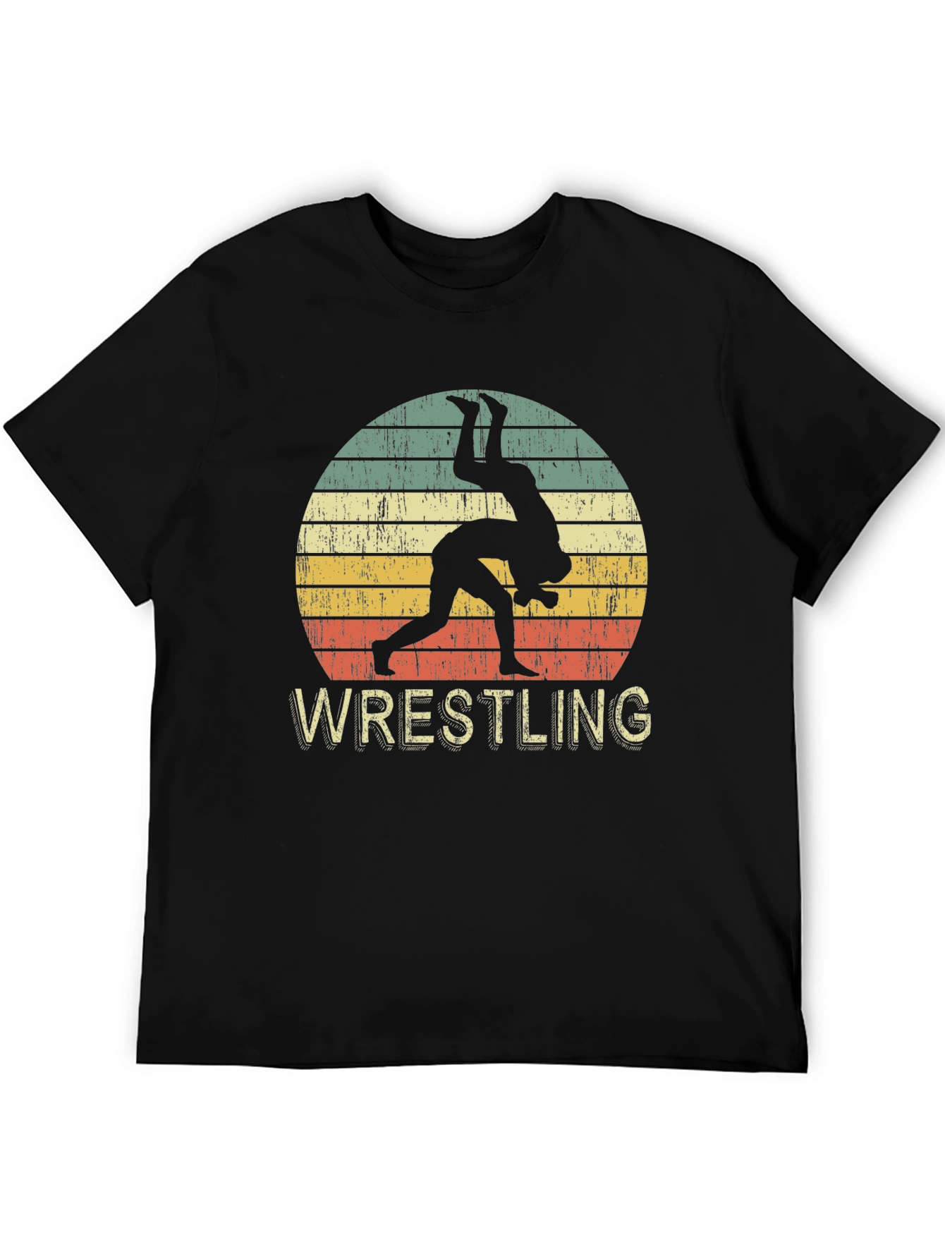 Black Vintage Wrestling Sunset T-Shirt view 5