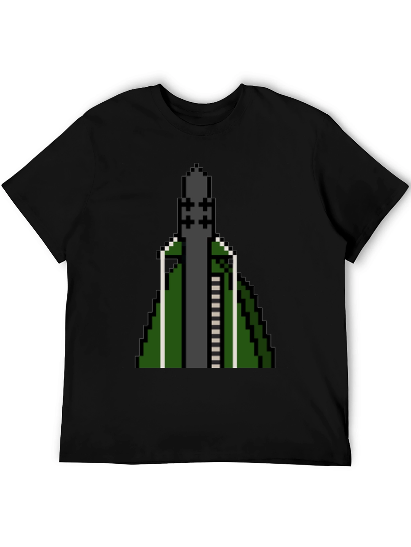 Black Pixelated Rocket T-Shirt - Retro Gaming Style view 5