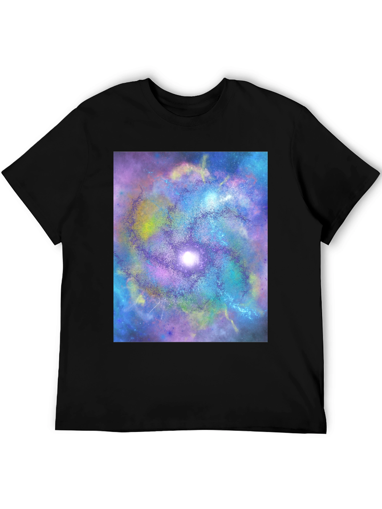 Black Galaxy Swirl Graphic Tee - Black Cotton Comfort view 5