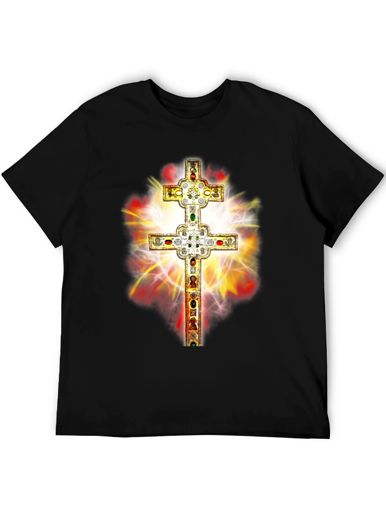 Black Ornate Cross Graphic Tee - Religious Fashion view 5