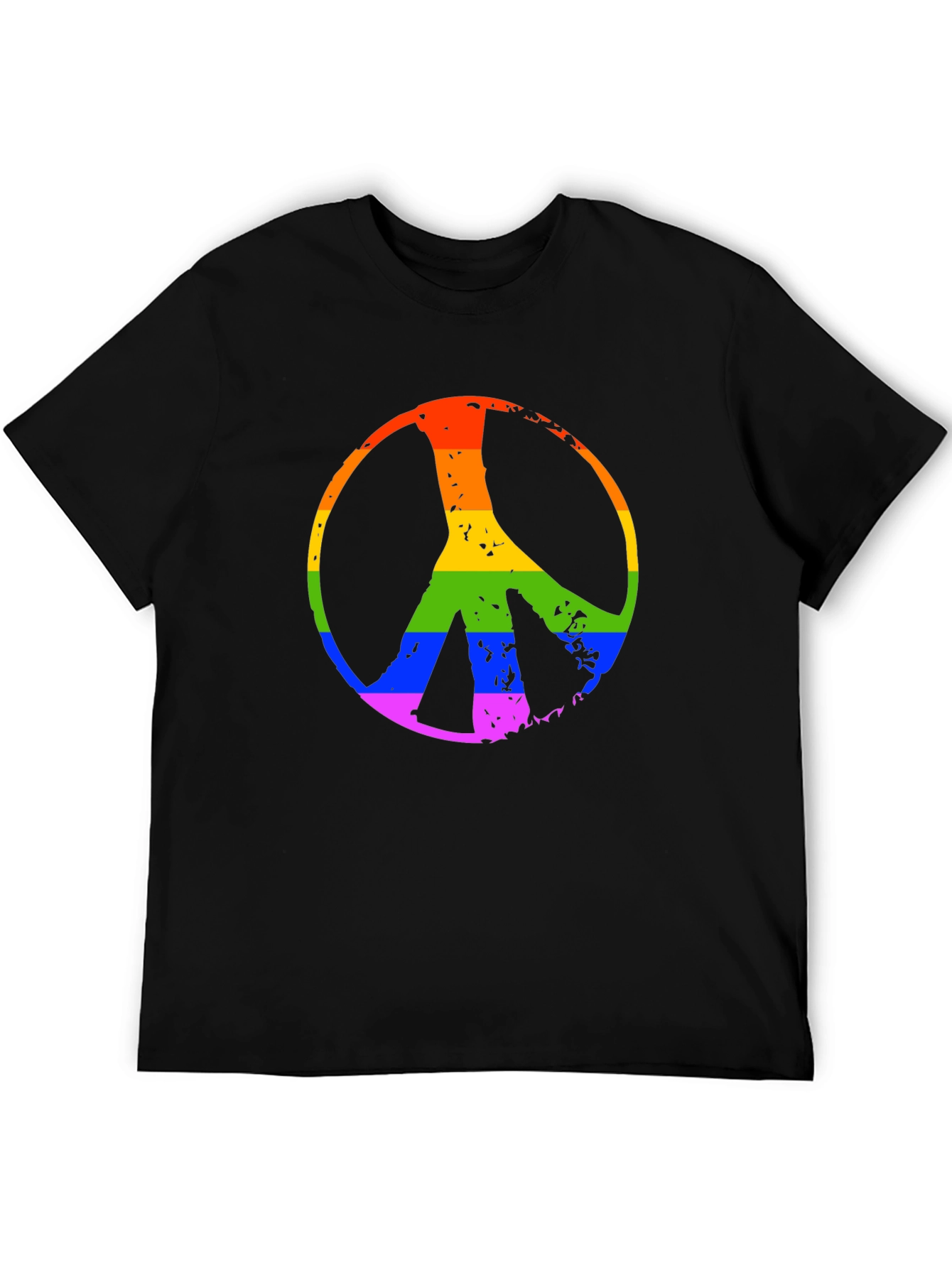 Black Rainbow Peace Sign Black T-Shirt view 5