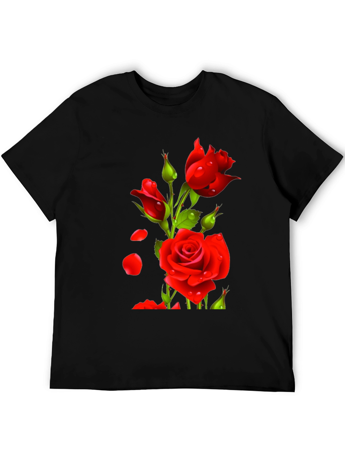 Black Men's Black Rose Graphic T-Shirt view 5