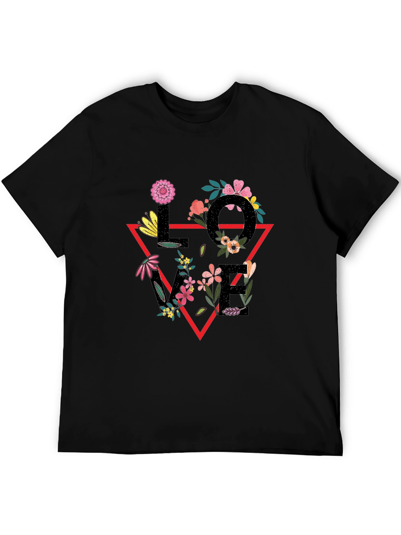Black Floral LOVE Graphic Tee - Trendy Black T-Shirt view 5