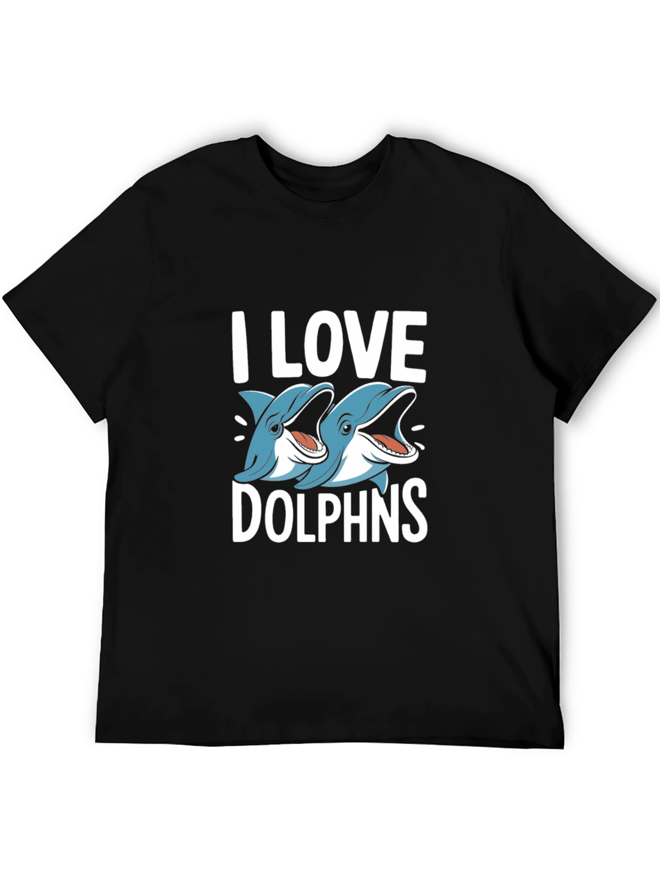 Black I Love Dolphins Black Graphic Tee view 5