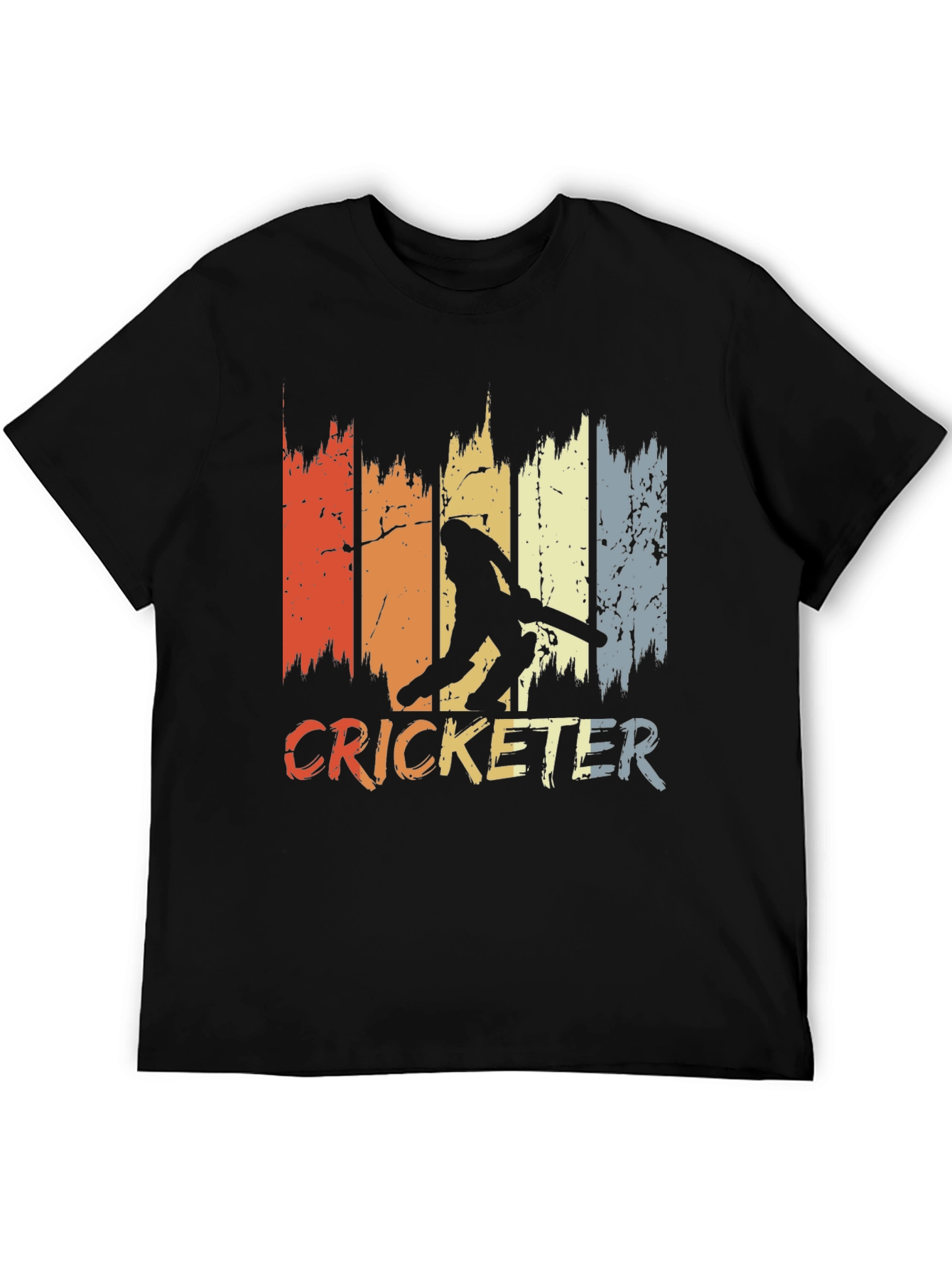 Black Vintage Cricketer T-Shirt - Retro Style view 5
