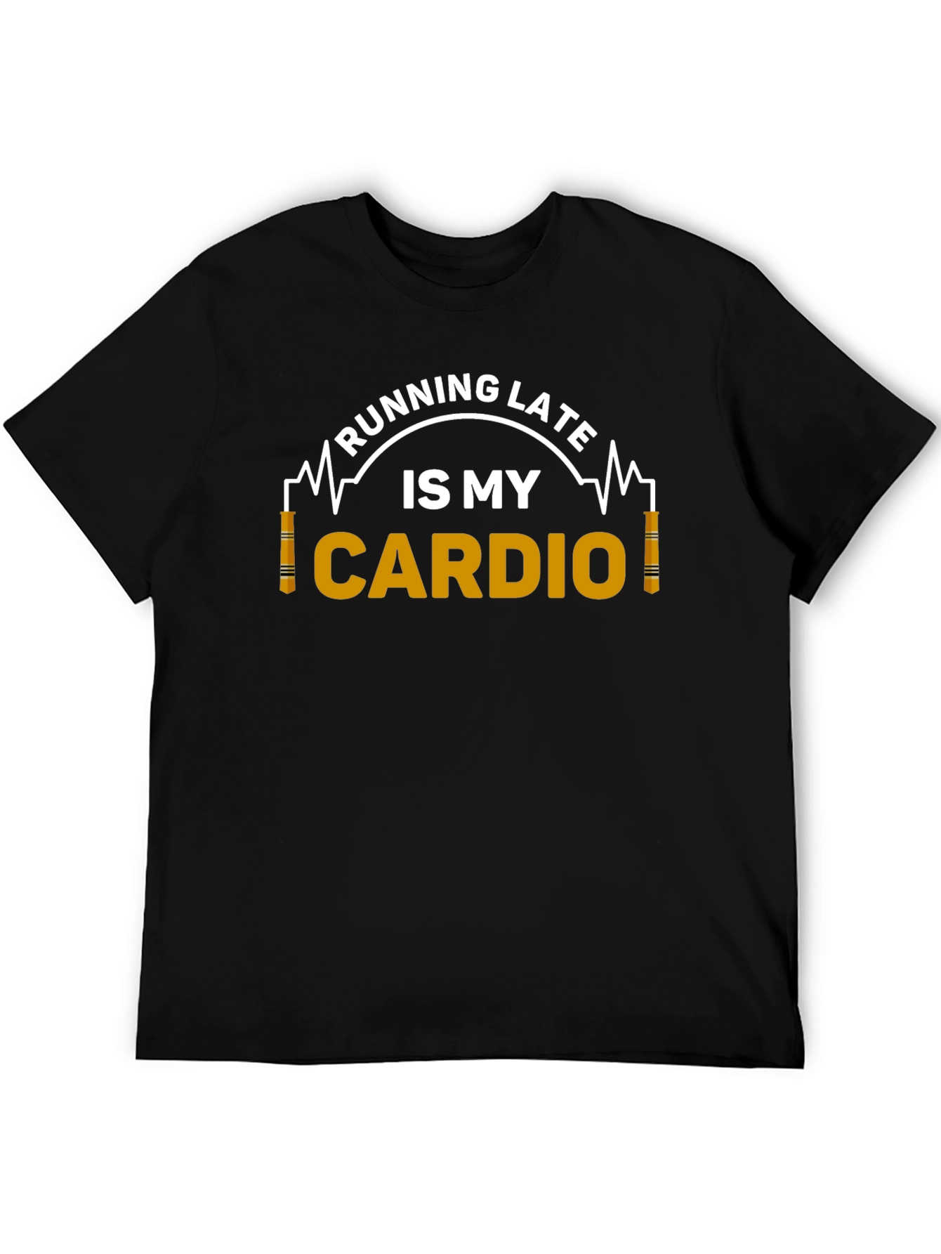 Black Running Late is My Cardio Graphic T-Shirt view 5