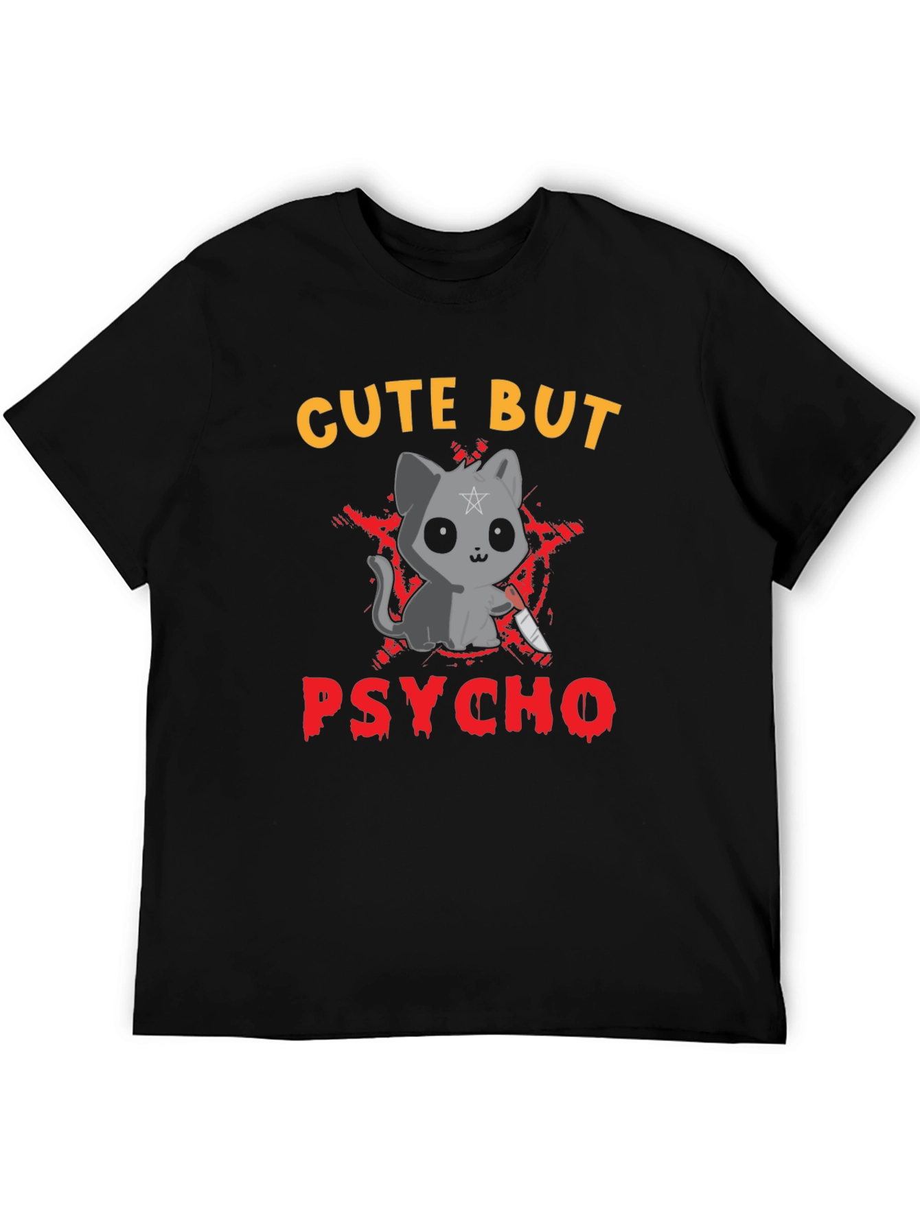 Black Cute But Psycho Cat Graphic Tee view 5