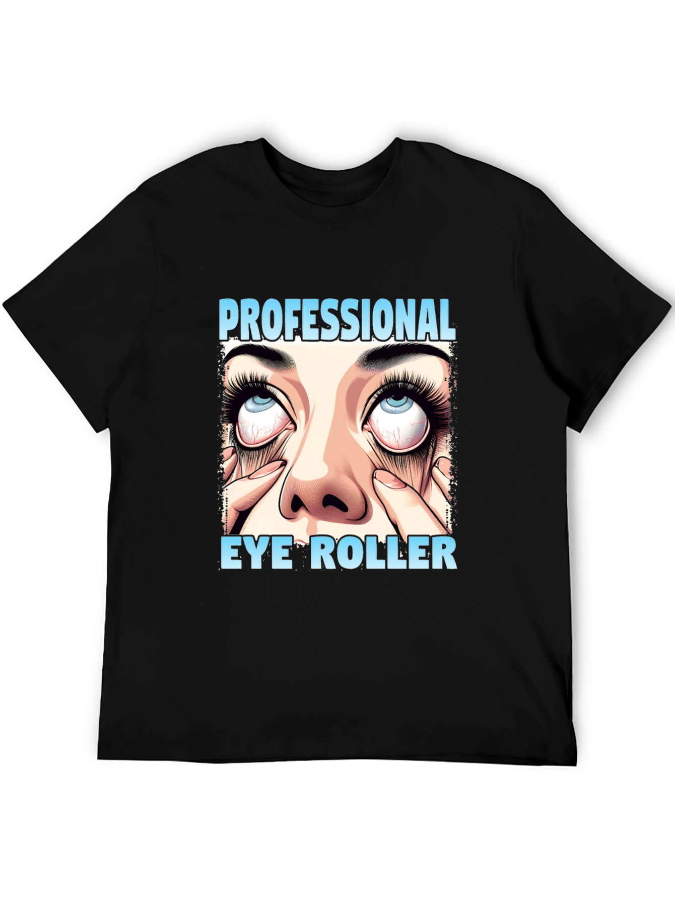 Black Professional Eye Roller Graphic T-Shirt view 5