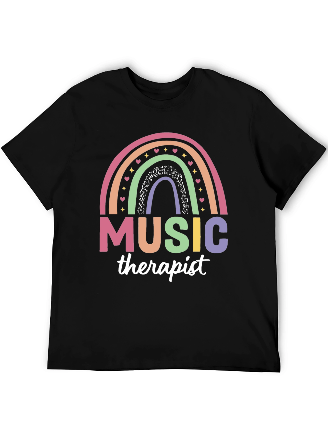 Black Music Therapist Rainbow Graphic T-Shirt view 5
