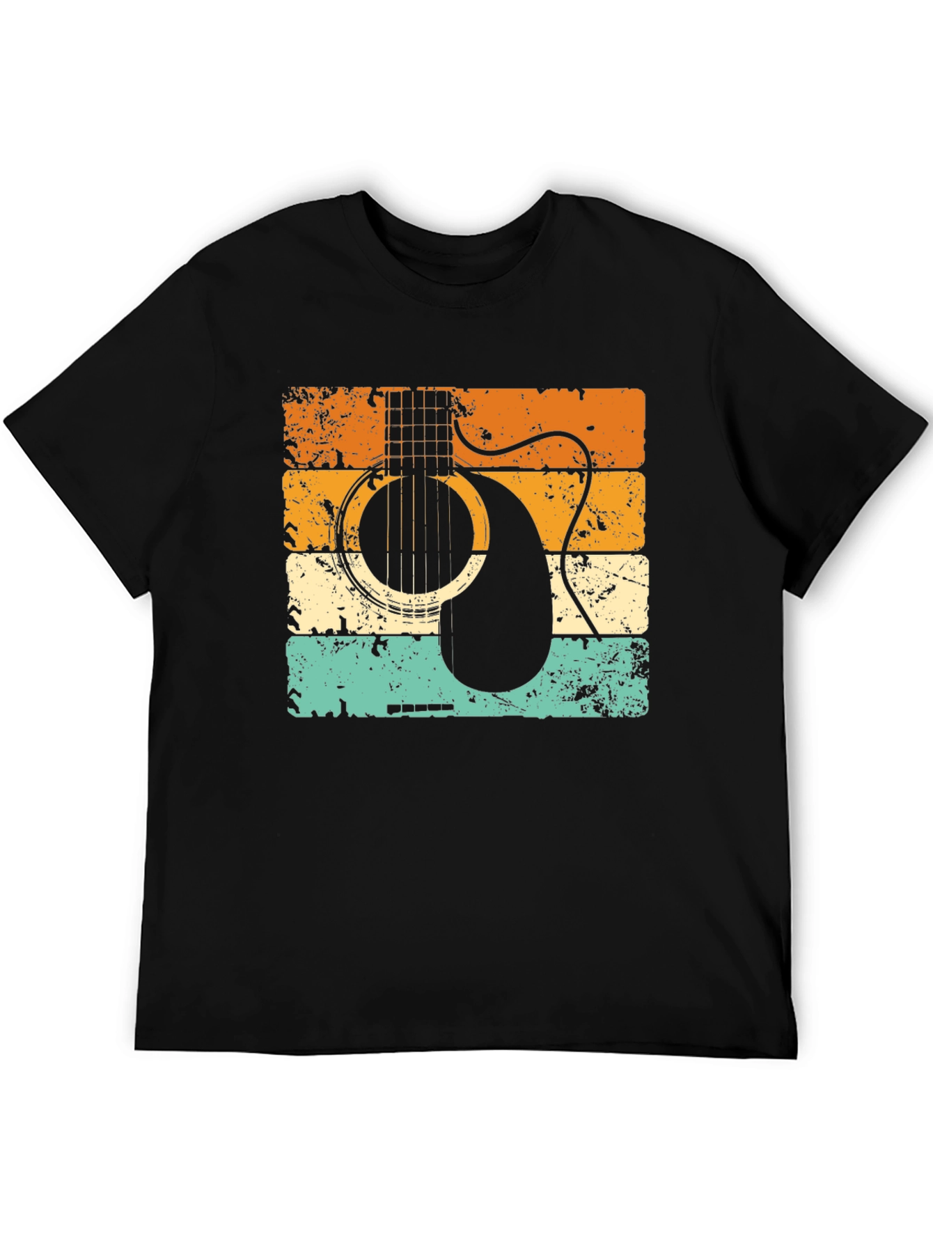 Black Retro Guitar Graphic T-Shirt view 5