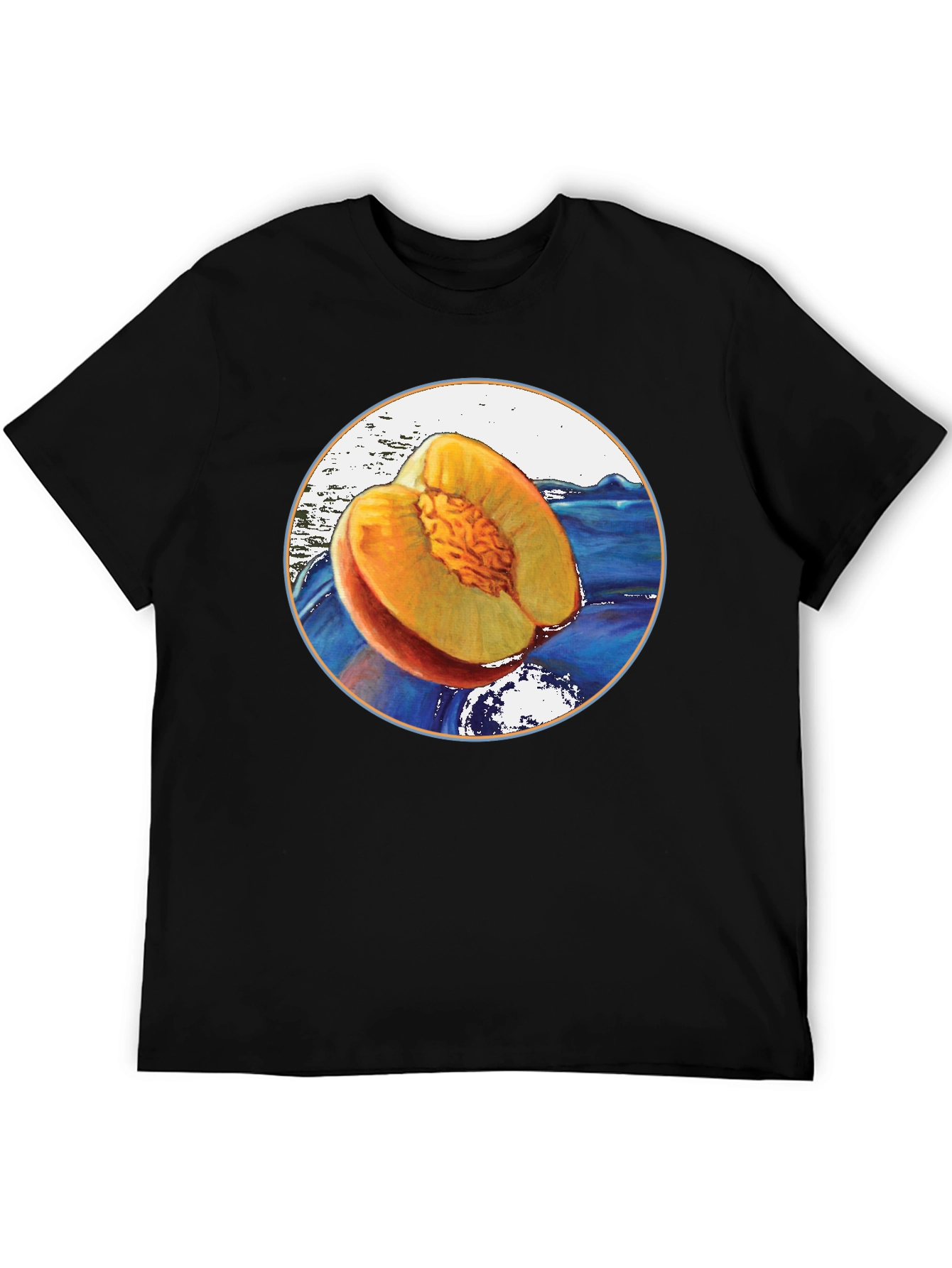 Black Peach Fruit Graphic T-Shirt - Unique Design view 5