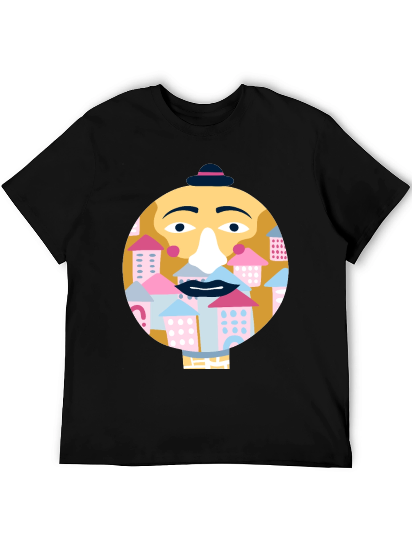 Black Quirky Face Graphic T-Shirt - City Beard view 5