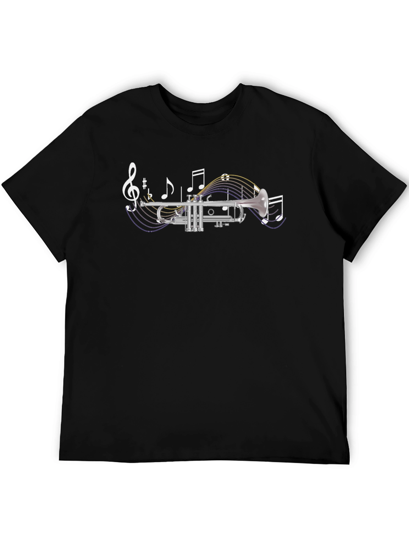 Black Trumpet & Music Notes Graphic T-Shirt view 5