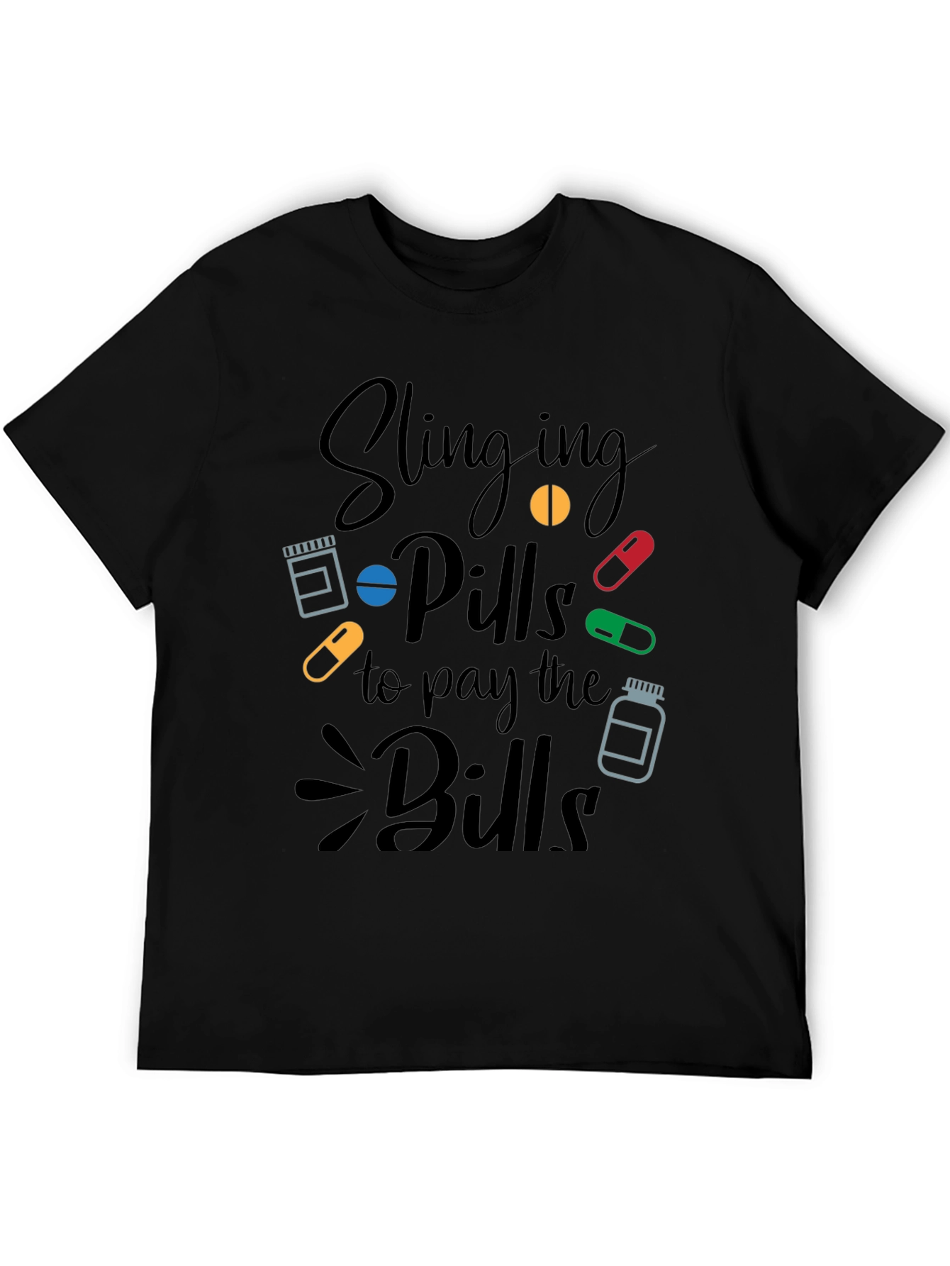 Black Slinging Pills Funny Pharmacy T-Shirt view 5