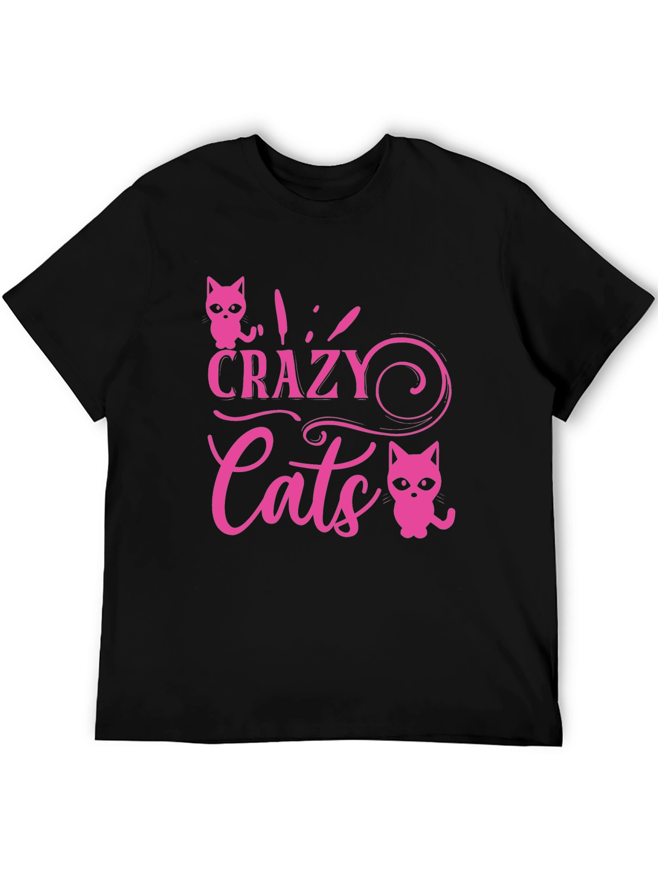 Black Crazy Cats Graphic Tee - Pink view 5