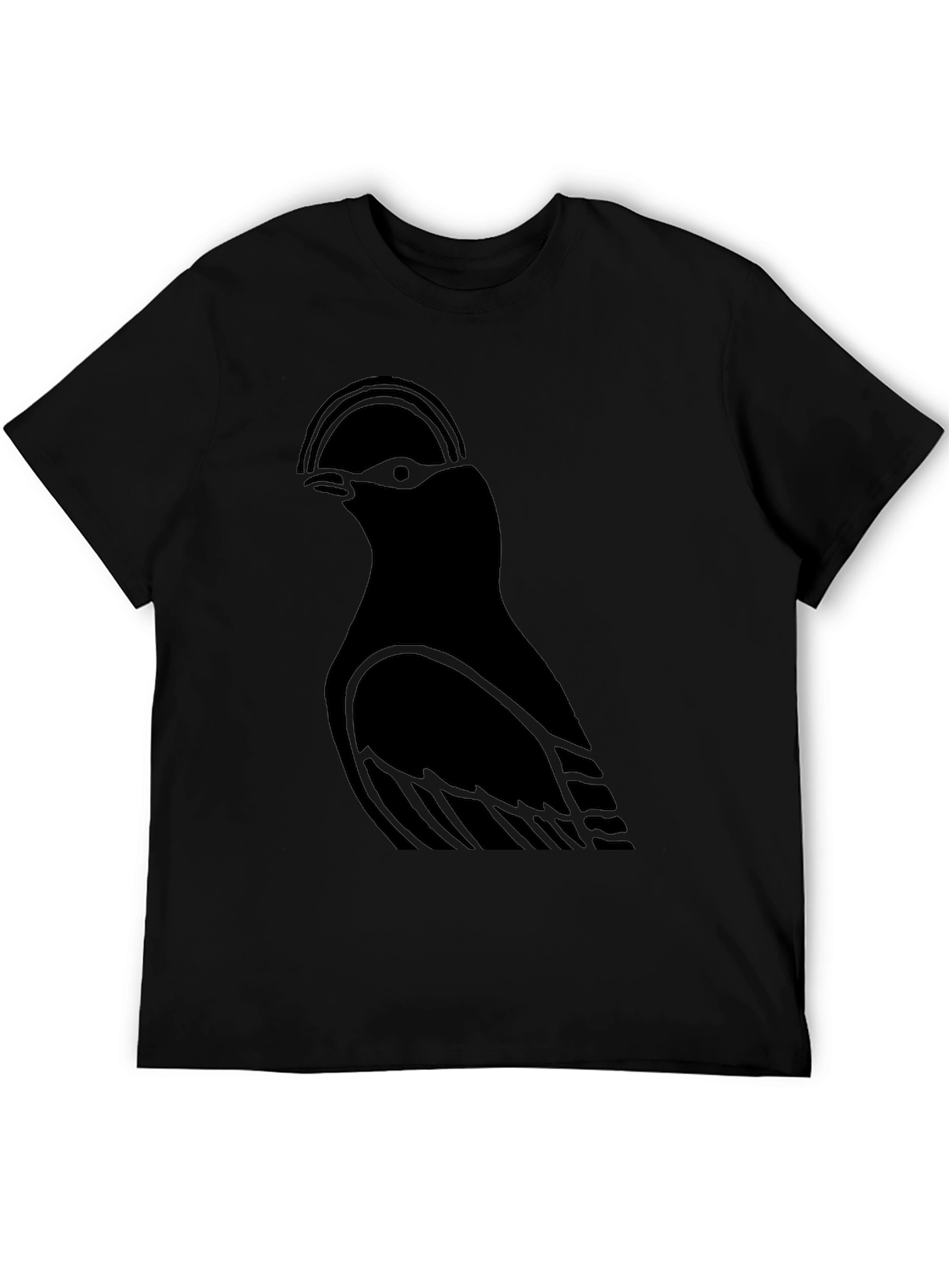 Black Minimalist Bird Graphic Black T-Shirt view 5