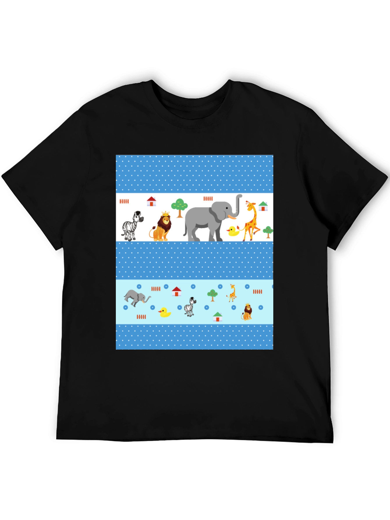 Black Fun Animal Print Tee - Black Casual Shirt view 5