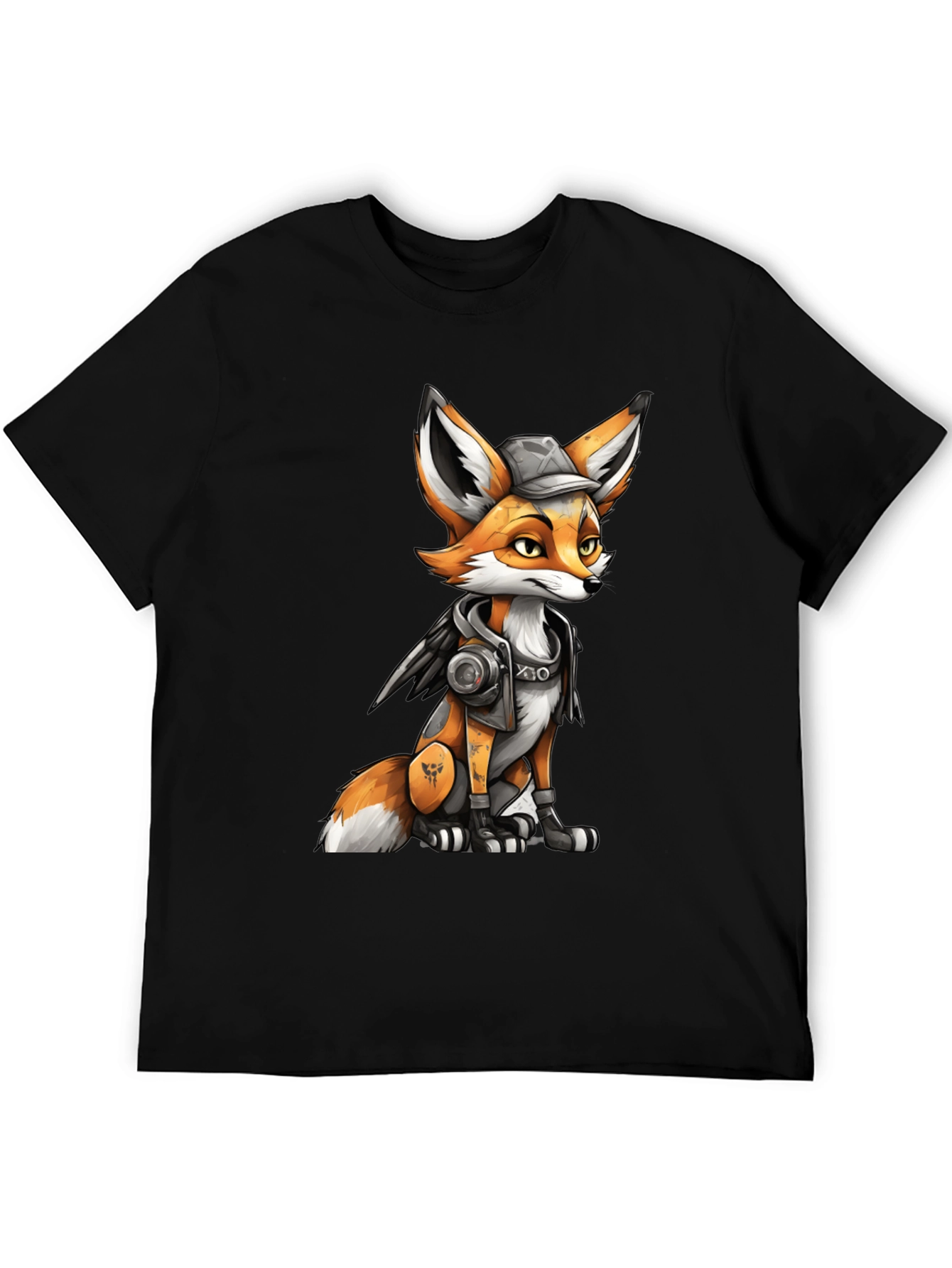 Black Fox Character Graphic Black T-Shirt view 5