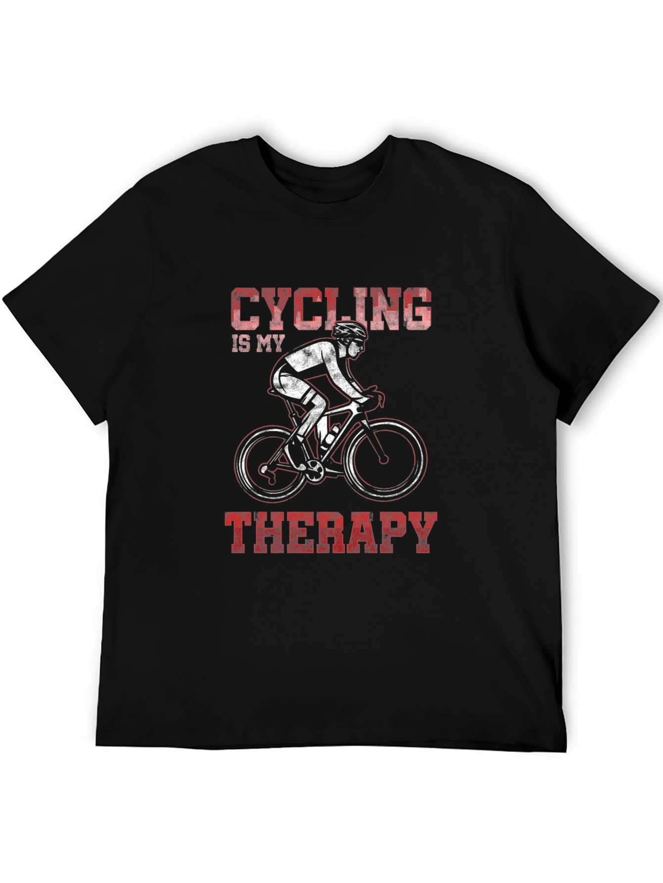 Black Cycling is My Therapy Graphic T-Shirt view 5