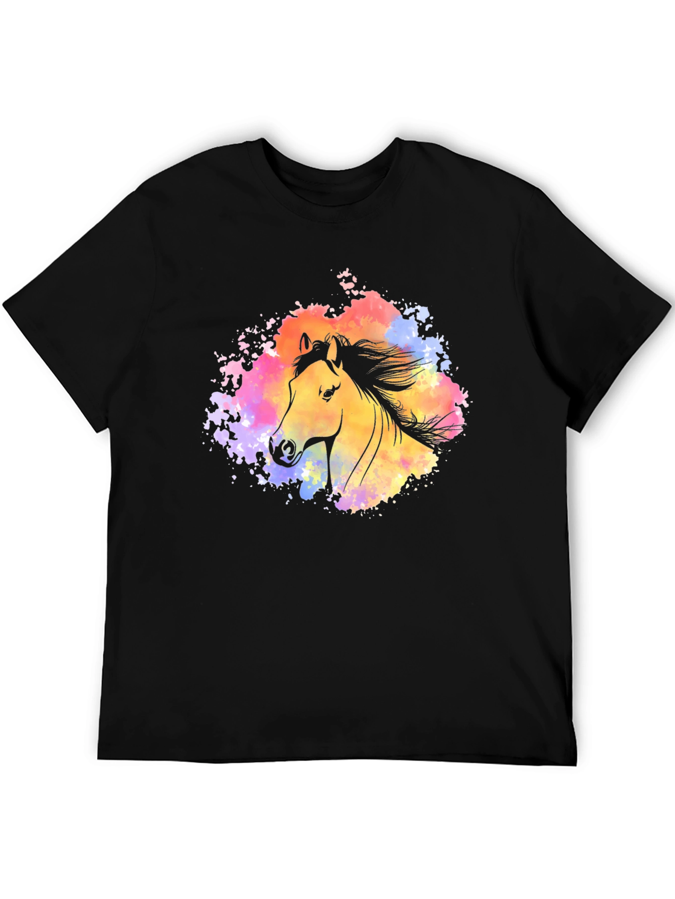 Black Watercolor Horse Graphic T-Shirt - Stylish Black Tee view 5