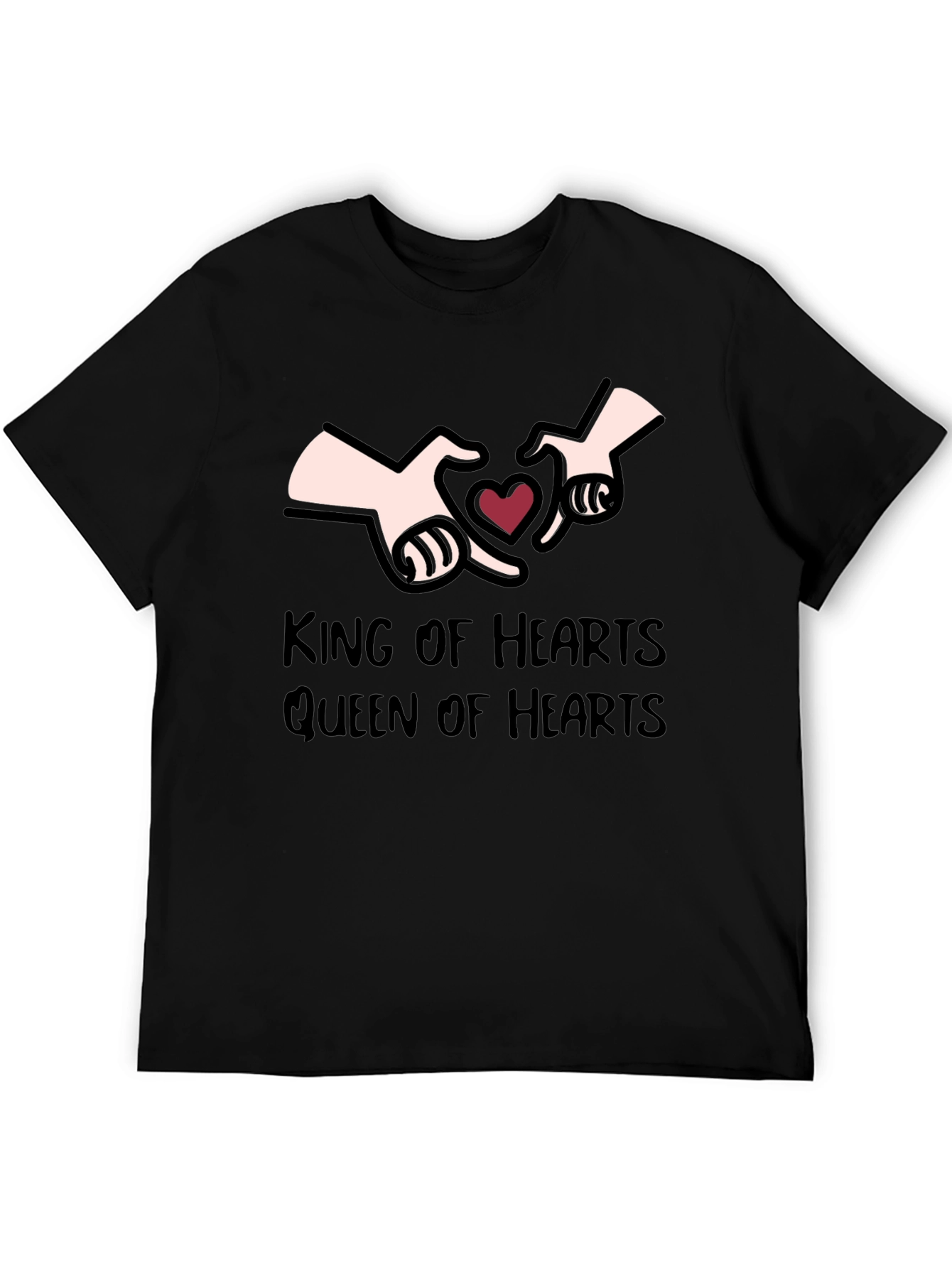 Black King & Queen of Hearts Graphic T-Shirt view 5
