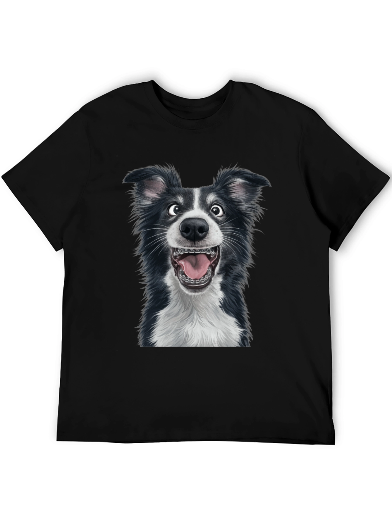 Black Funny Dog Graphic Tee - Black Cotton Blend T-Shirt view 5