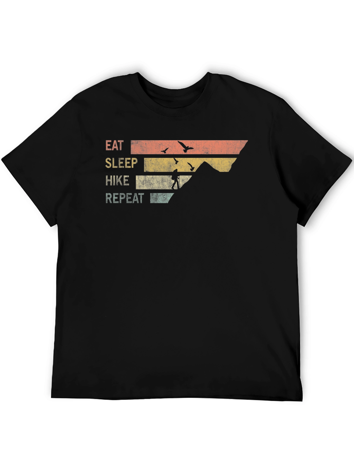 Black Eat Sleep Hike Repeat T-Shirt - Mountain Adventure Tee view 5