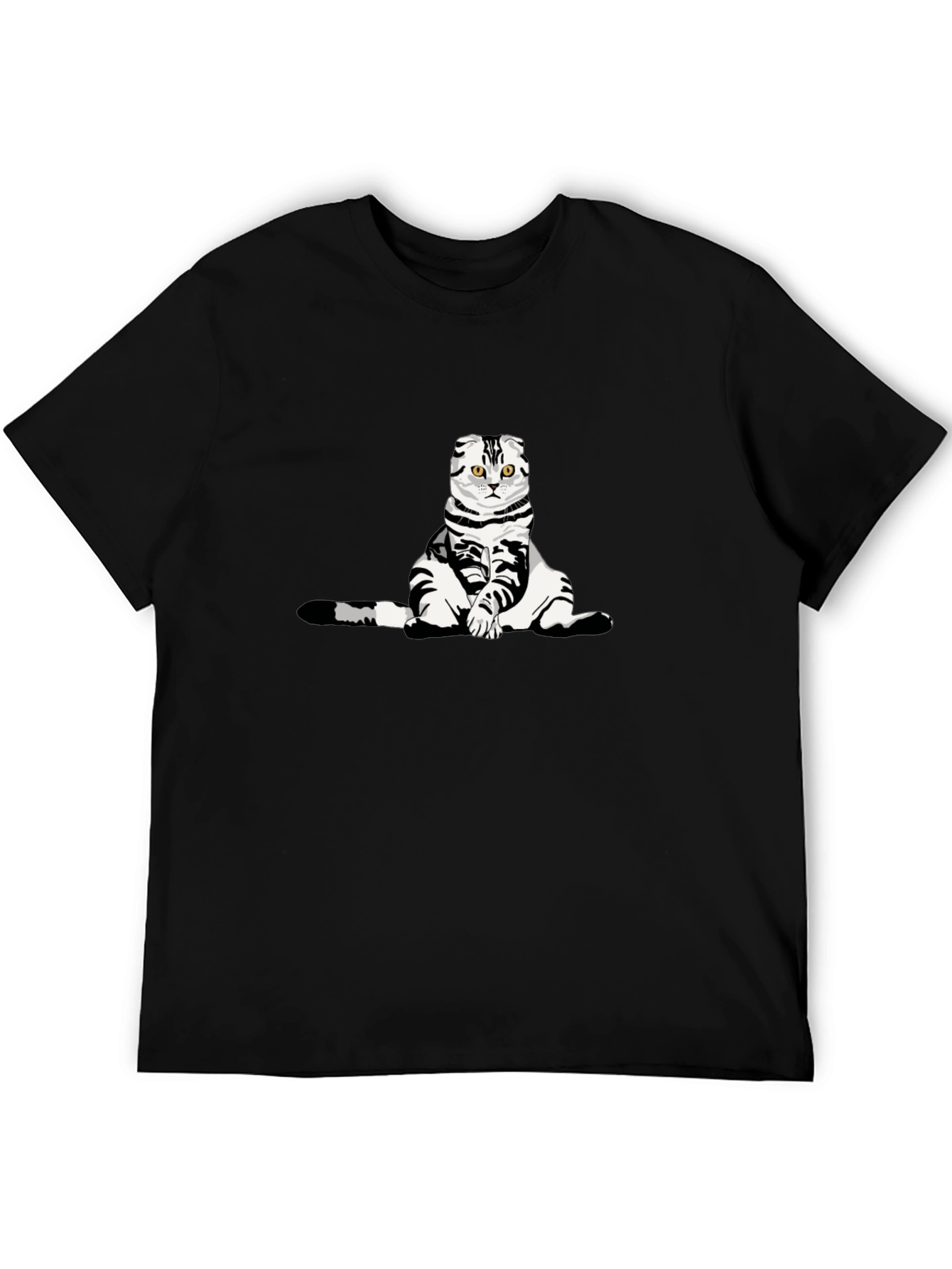 Black Cat Graphic Tee - Quirky Black Cotton T-Shirt view 5