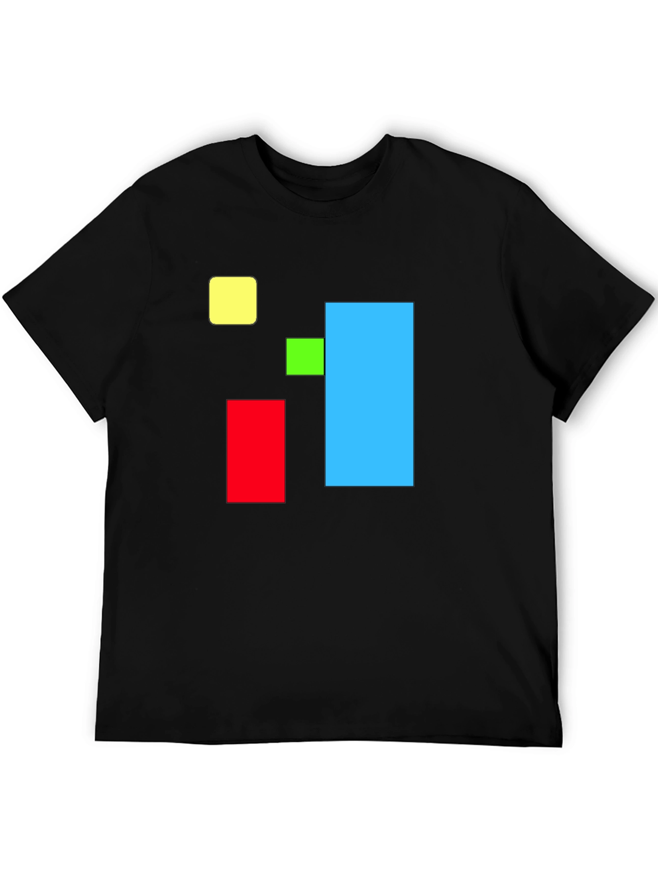 Black Abstract Geometric Square T-Shirt - Bold Colors view 5