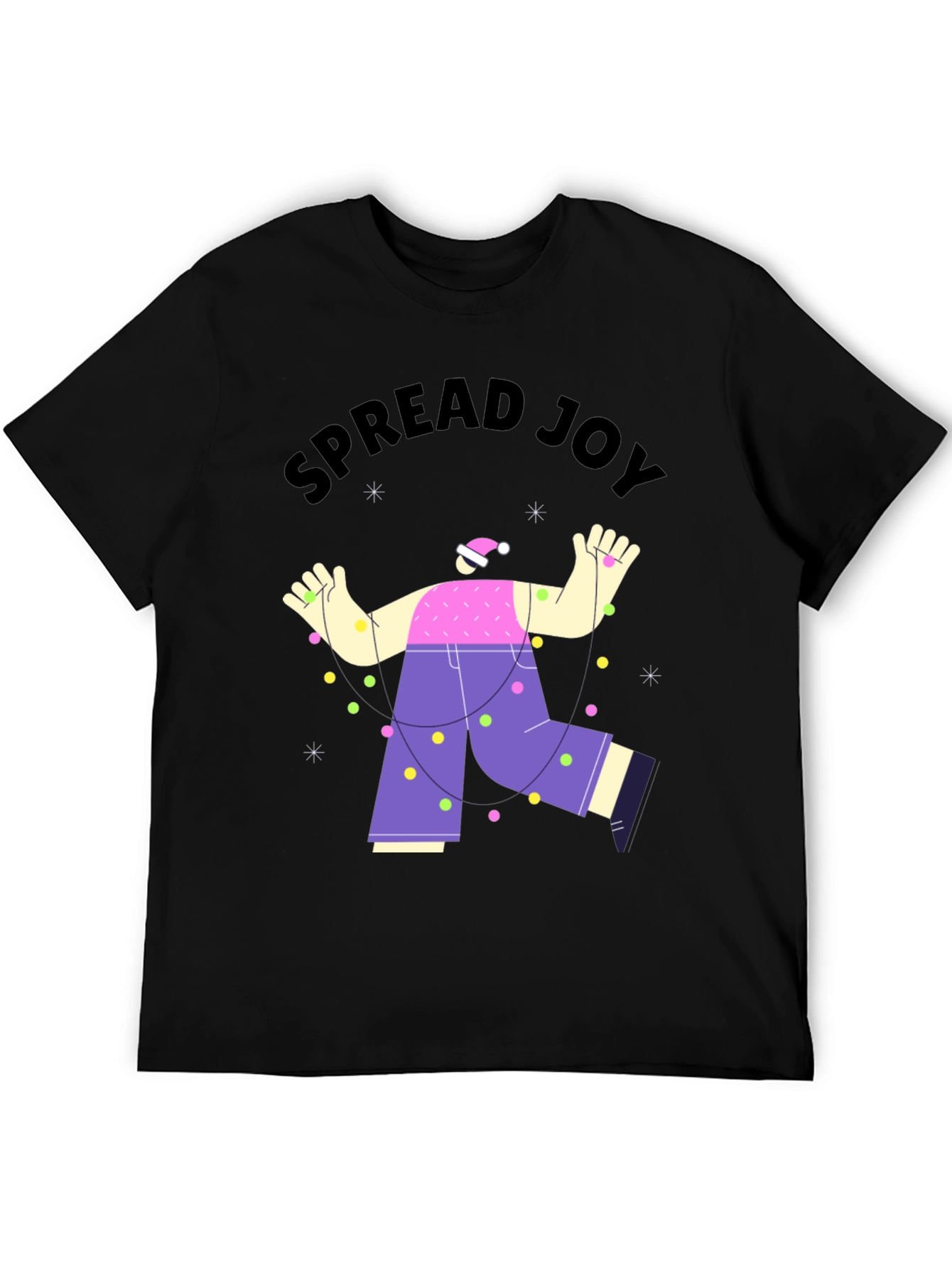 Black Spread Joy Holiday T-Shirt - Unisex Christmas Tee view 5