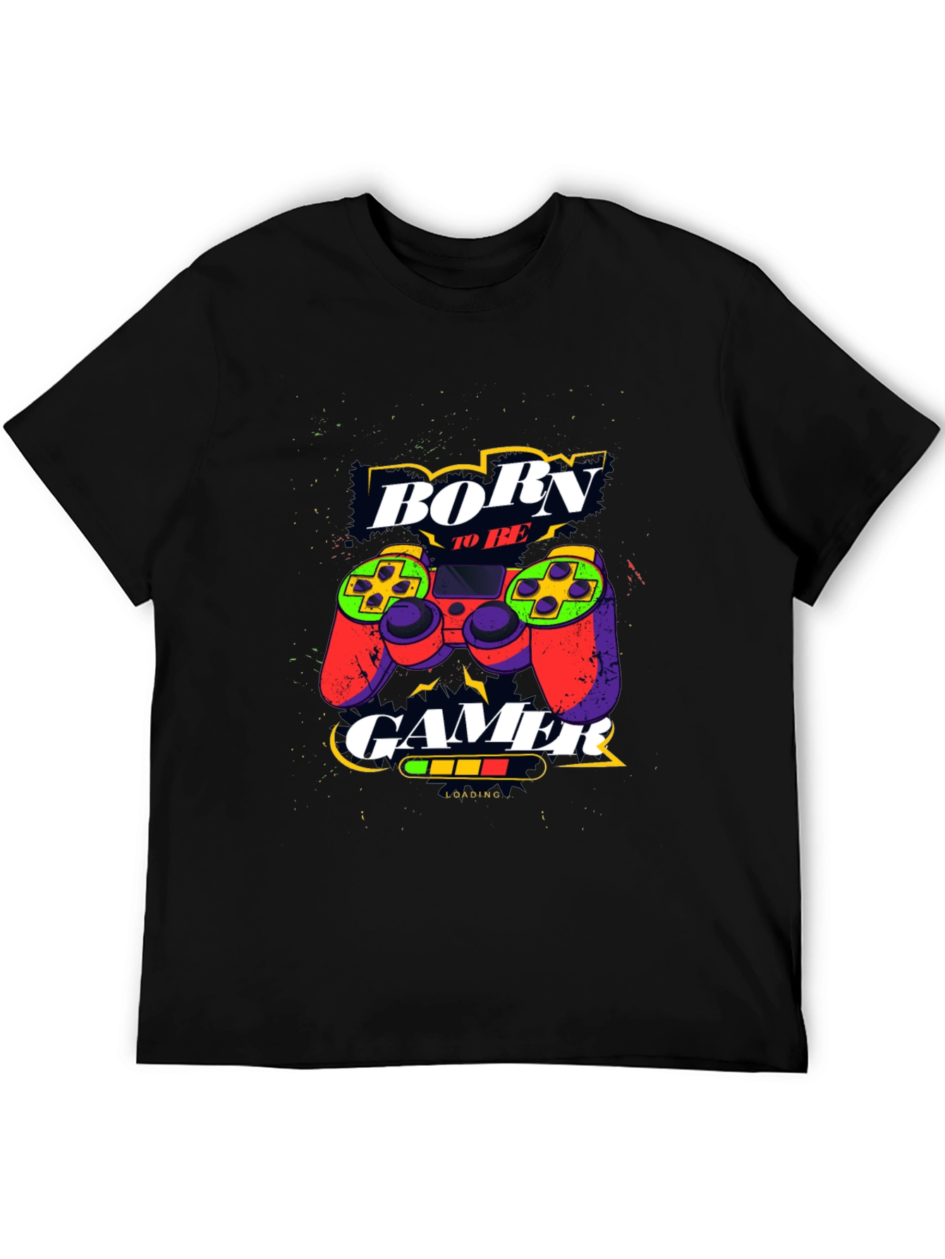 Black Born to be Gamer Black T-Shirt view 5