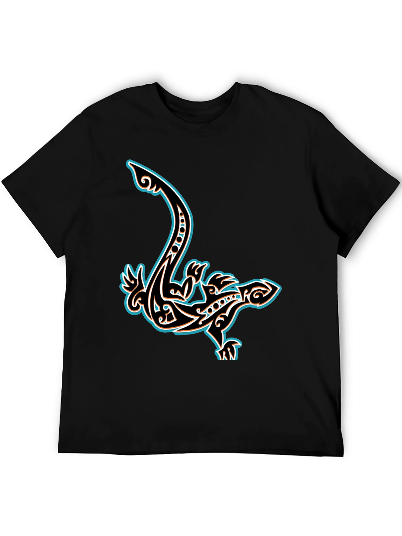 Black Tribal Lizard Graphic T-Shirt - Cool Unique Design view 5
