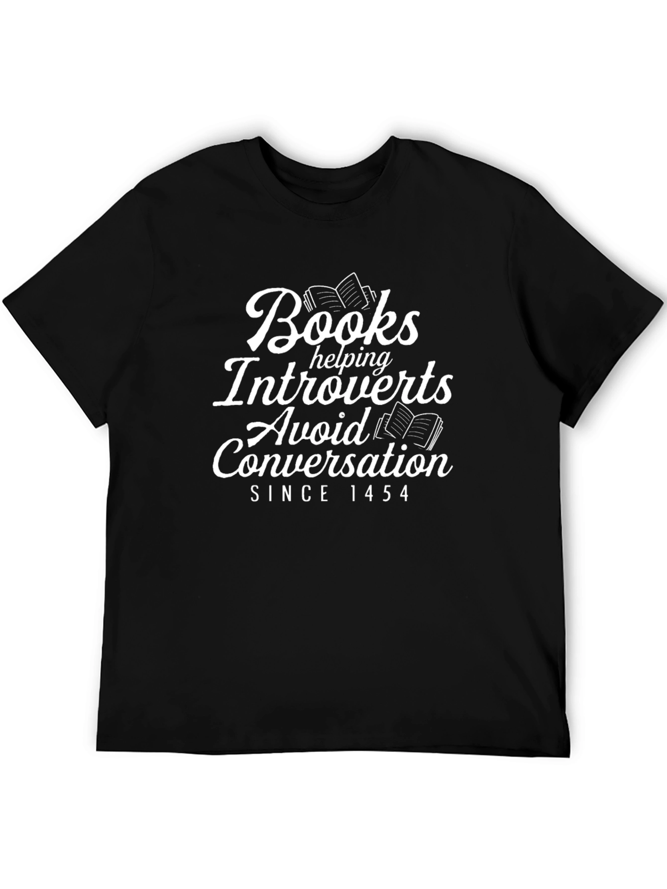 Black Introvert Book Lover T-Shirt - Avoid Conversation view 5