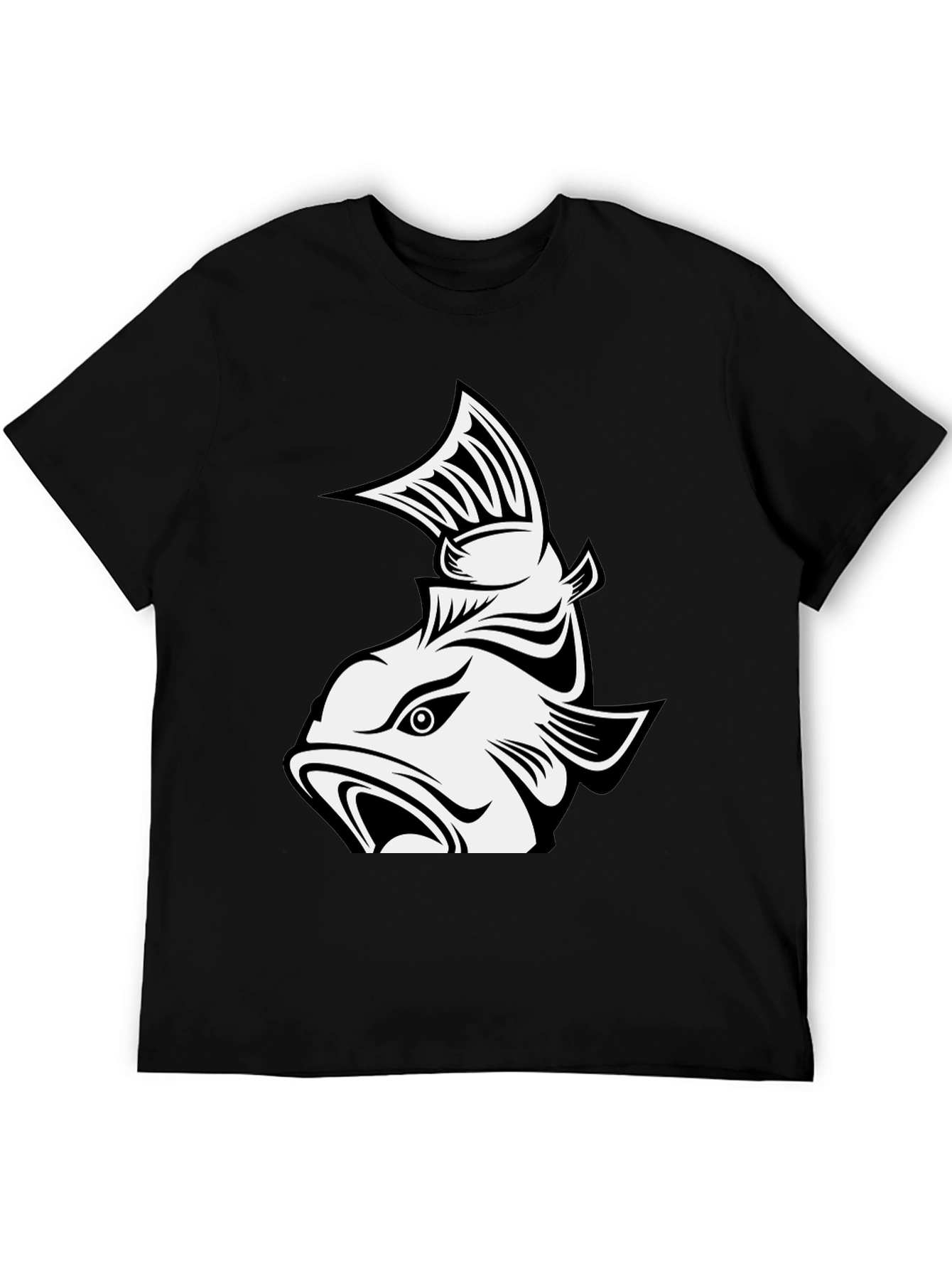 Black Fish Graphic T-Shirt - Men's Black Tee view 5