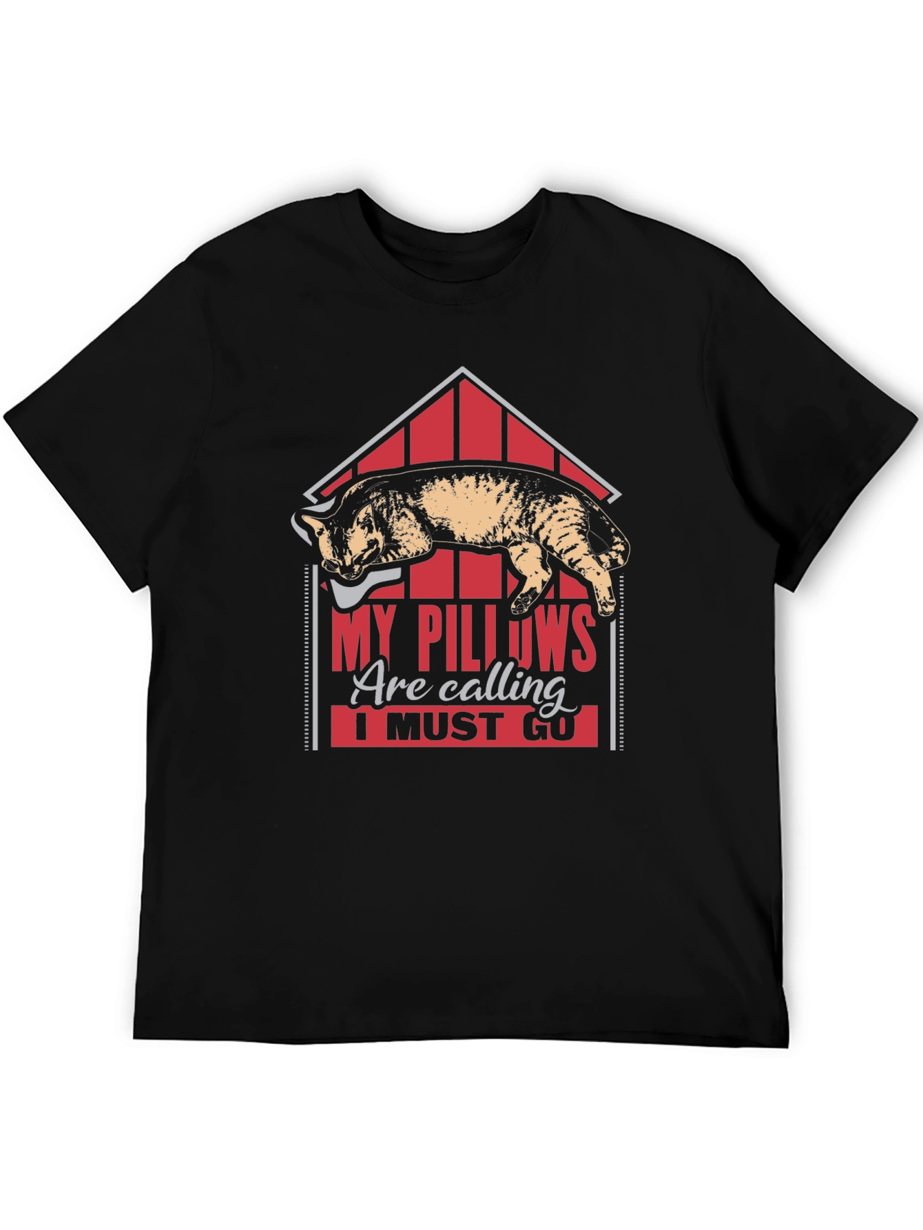 Black My Pillows Are Calling Funny Cat Lover T-Shirt view 5