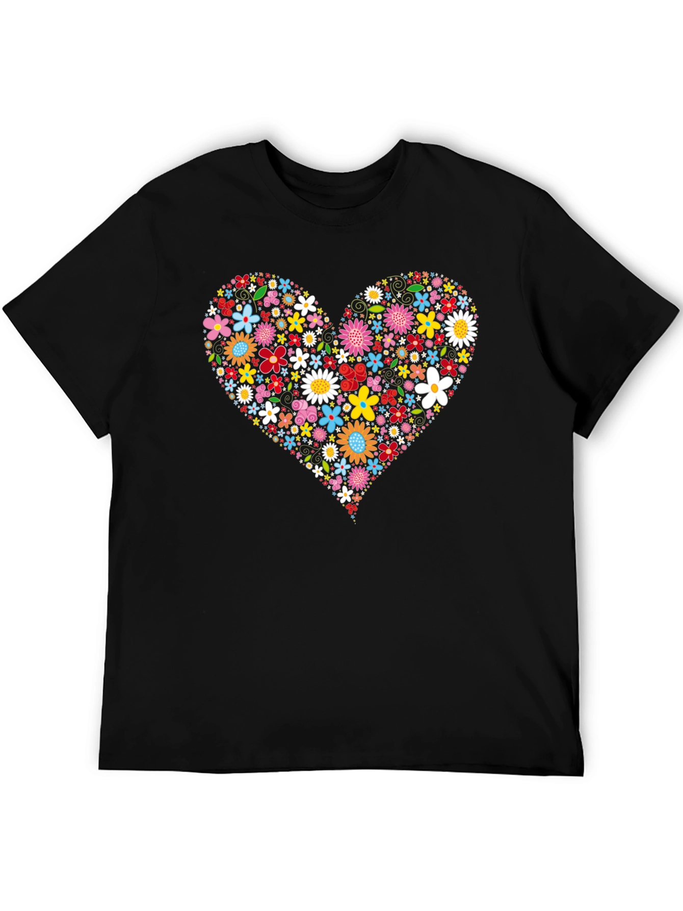 Black Floral Heart Graphic Tee - Trendy Black T-Shirt view 5