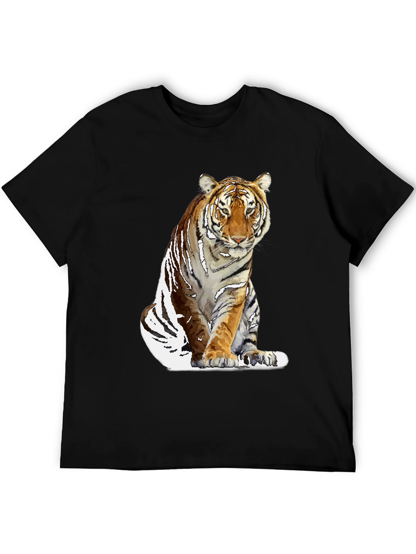 Black Cool Tiger Graphic Black T-Shirt for Men view 5