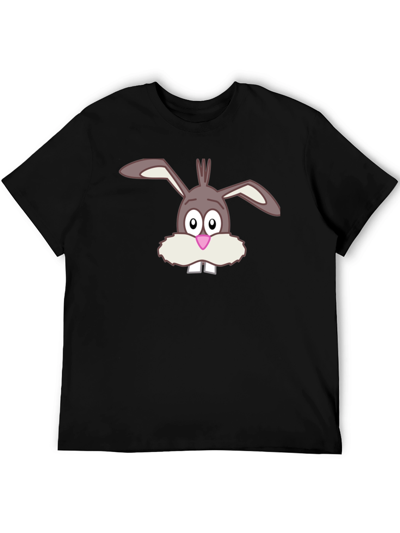 Black Funny Cartoon Bunny Graphic Black T-Shirt view 5
