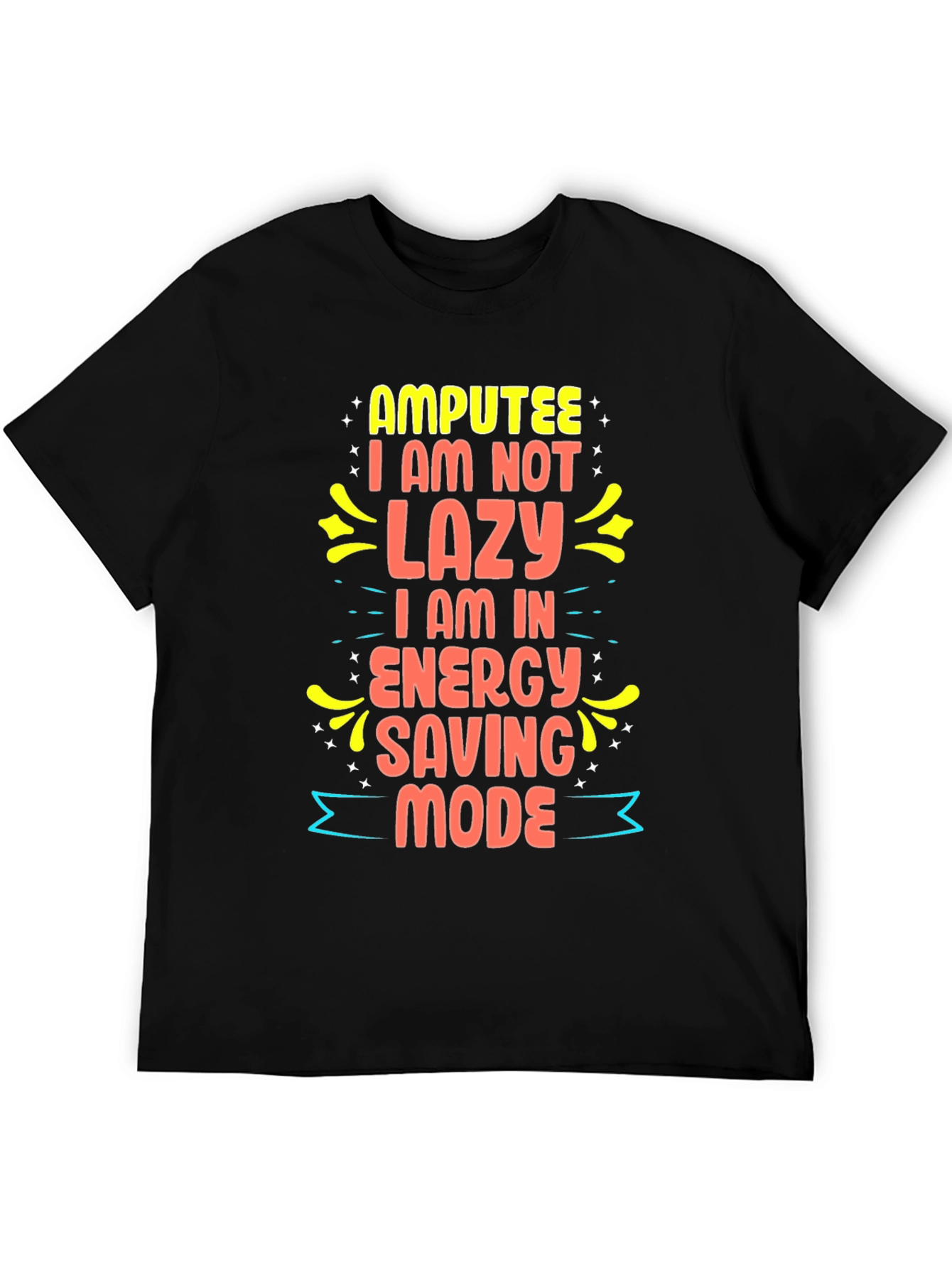 Black Amputee Energy Saving Mode Graphic Tee view 5