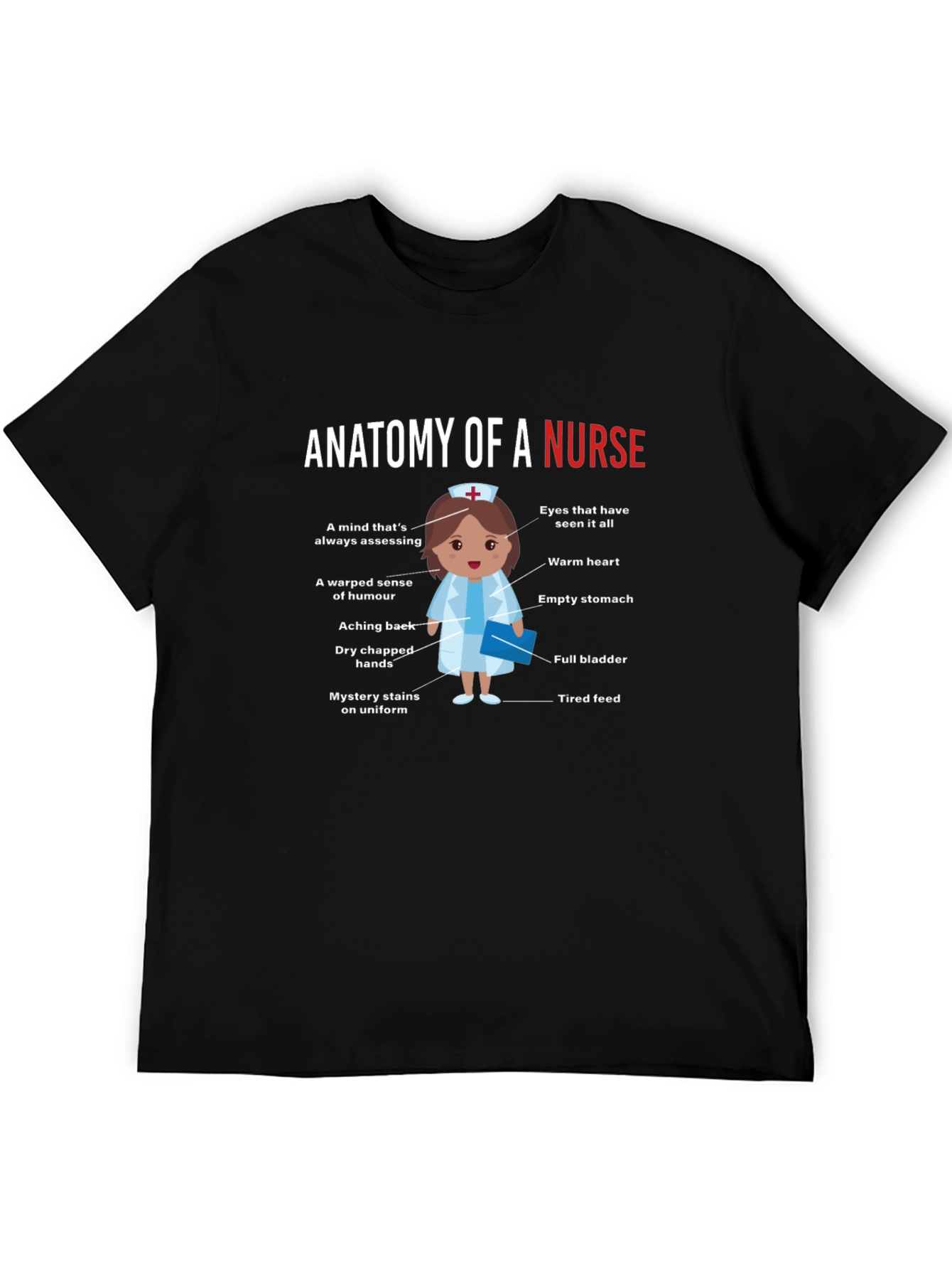 Black Anatomy of a Nurse Funny Graphic Tee view 5
