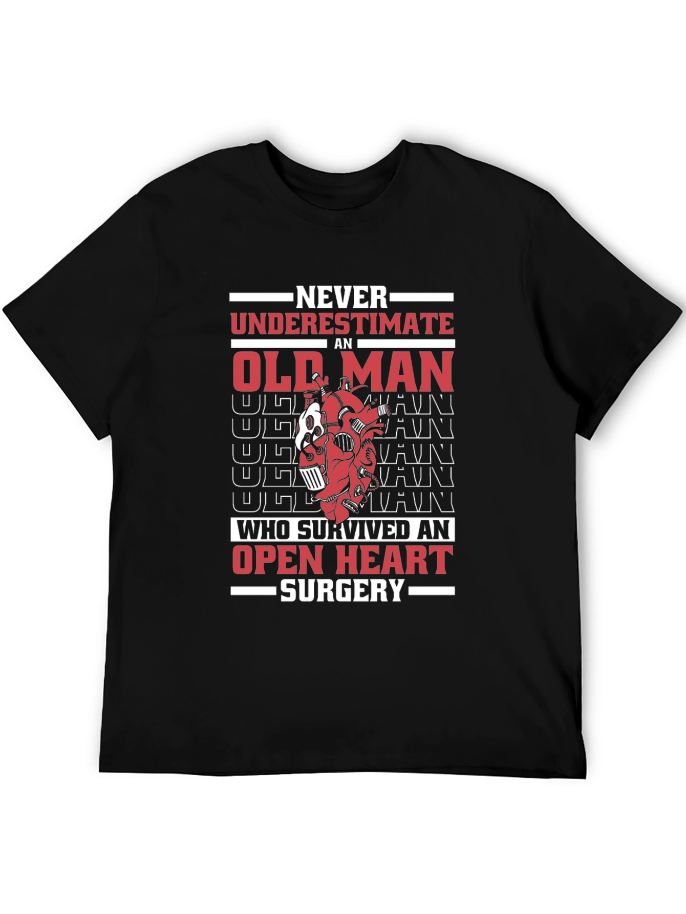Black Never Underestimate Old Man Open Heart Surgery T-Shirt view 5