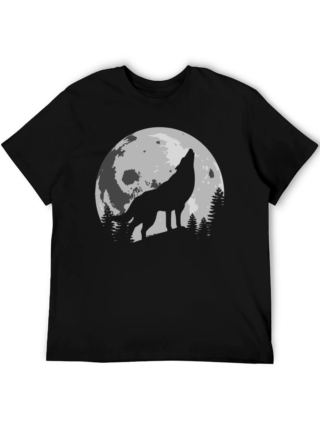 Black Wolf Moon Graphic Tee - Black Cotton Blend view 5