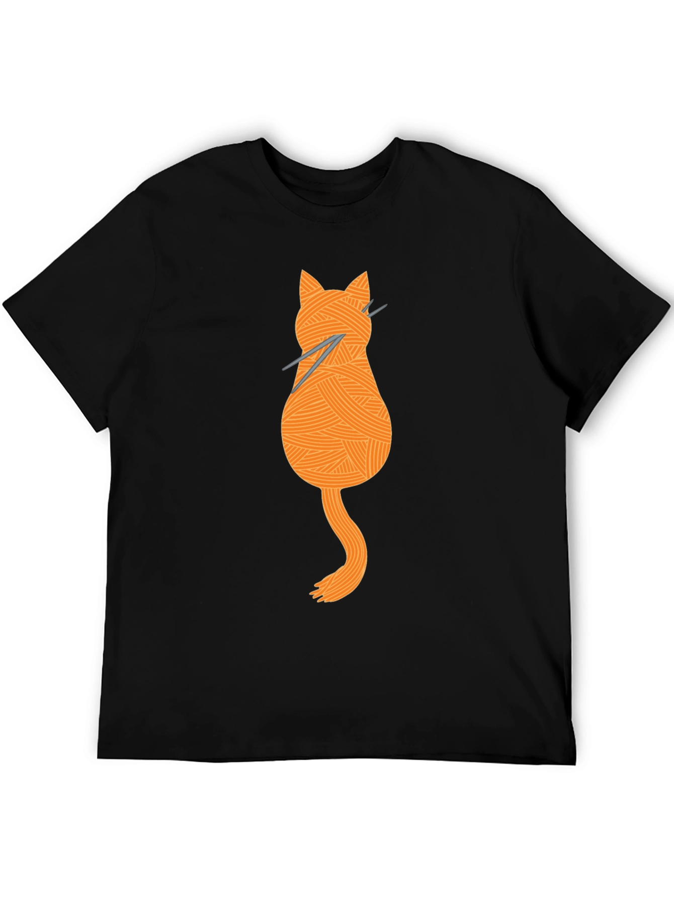 Black Knitting Cat Tee - Yarn Lover's Graphic T-Shirt view 5