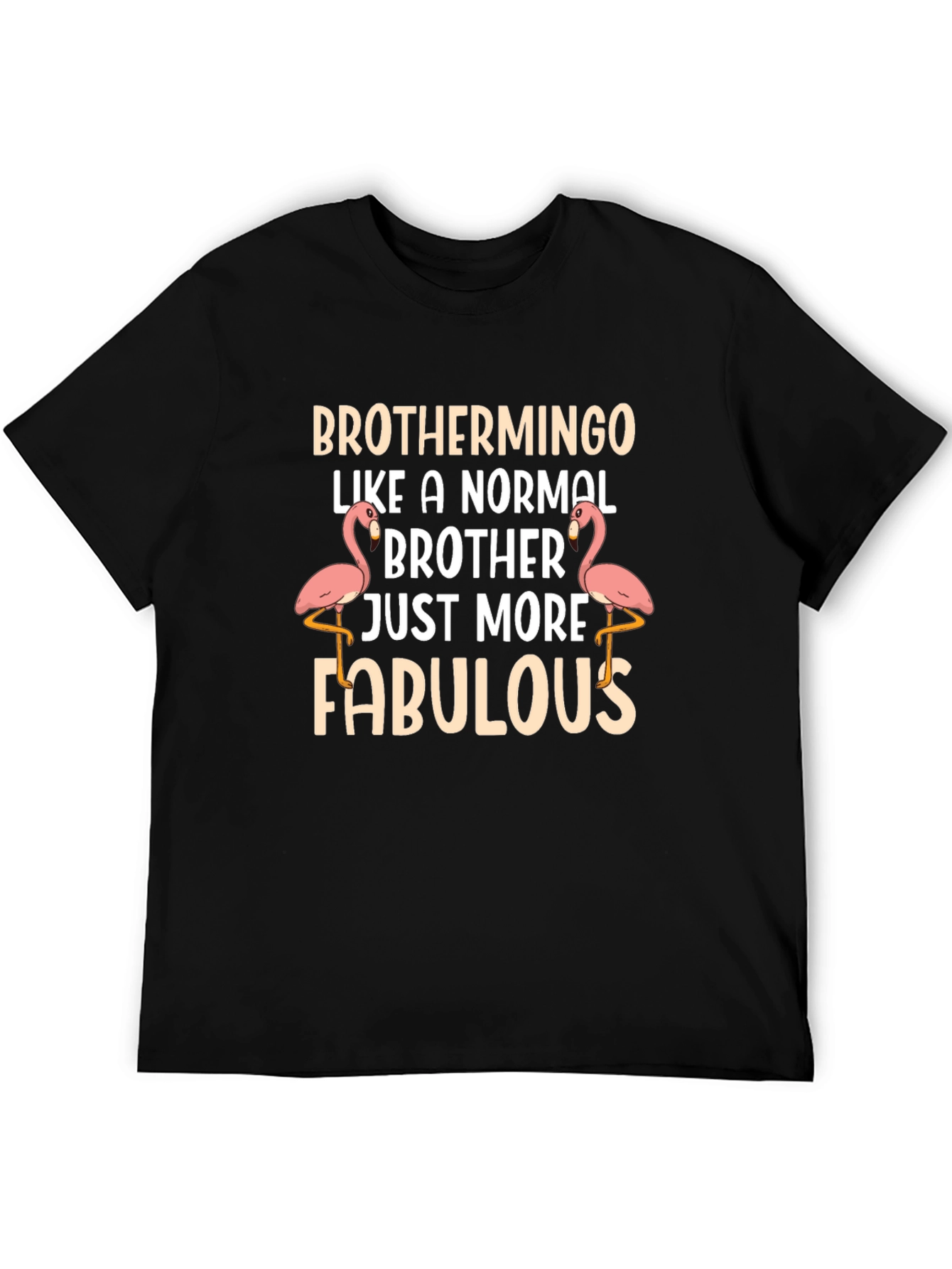 Black Brothermingo T-Shirt: Fabulous Flamingo Brother Tee view 5