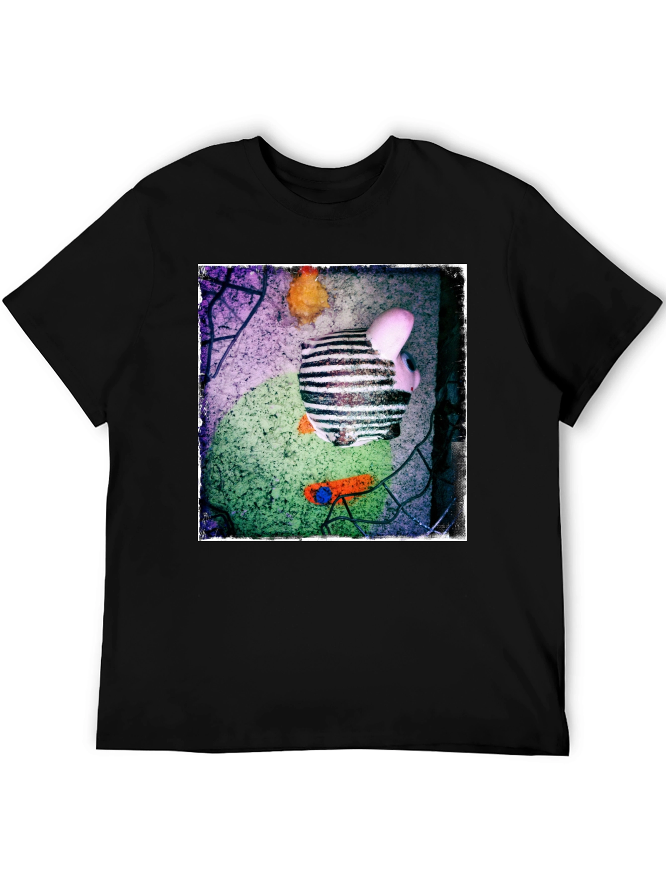 Black Abstract Piggy Bank Graphic Tee - Unique Men's T-Shirt view 5