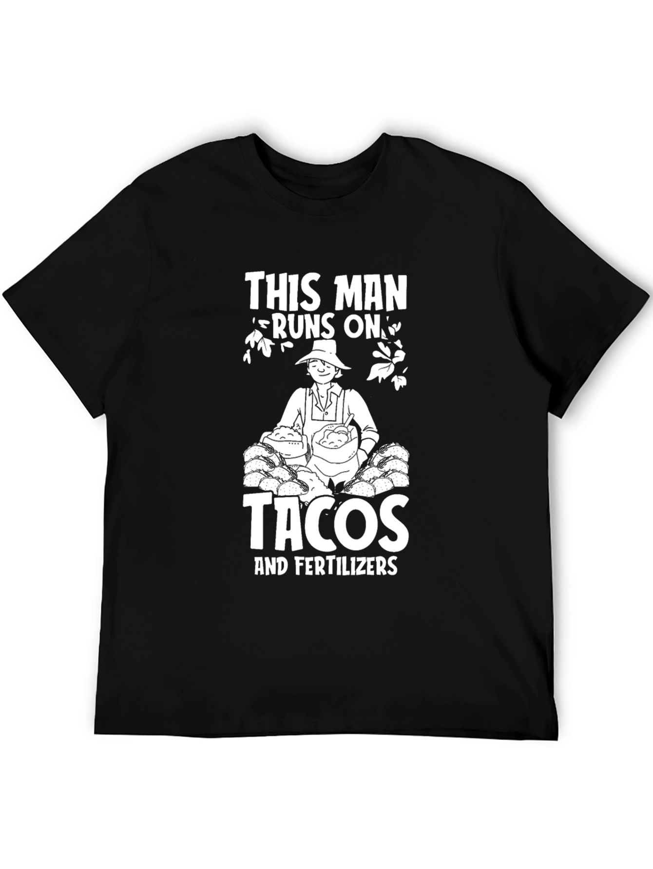 Black Funny "Tacos & Fertilizer" Graphic Tee view 5